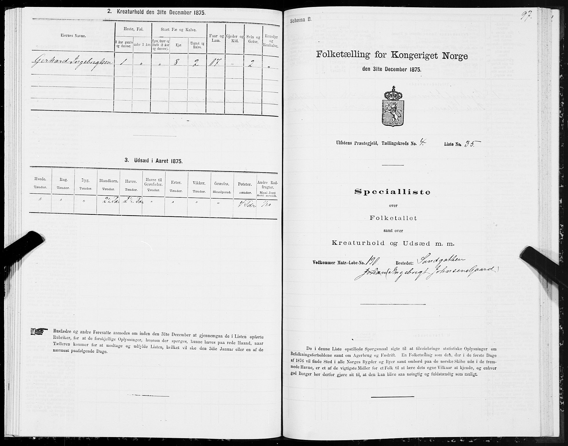 SAT, 1875 census for 1516P Ulstein, 1875, p. 2097