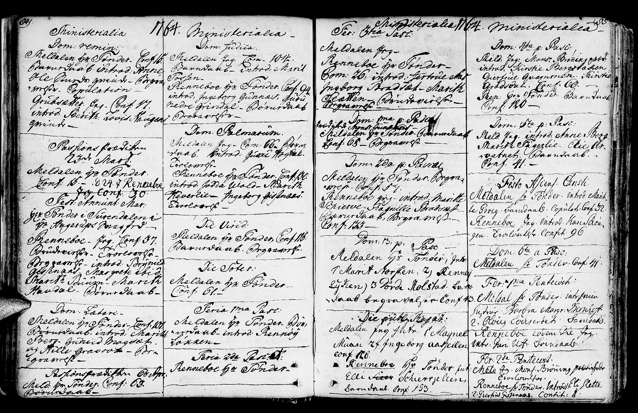 Ministerialprotokoller, klokkerbøker og fødselsregistre - Sør-Trøndelag, SAT/A-1456/672/L0851: Parish register (official) no. 672A04, 1751-1775, p. 84-85