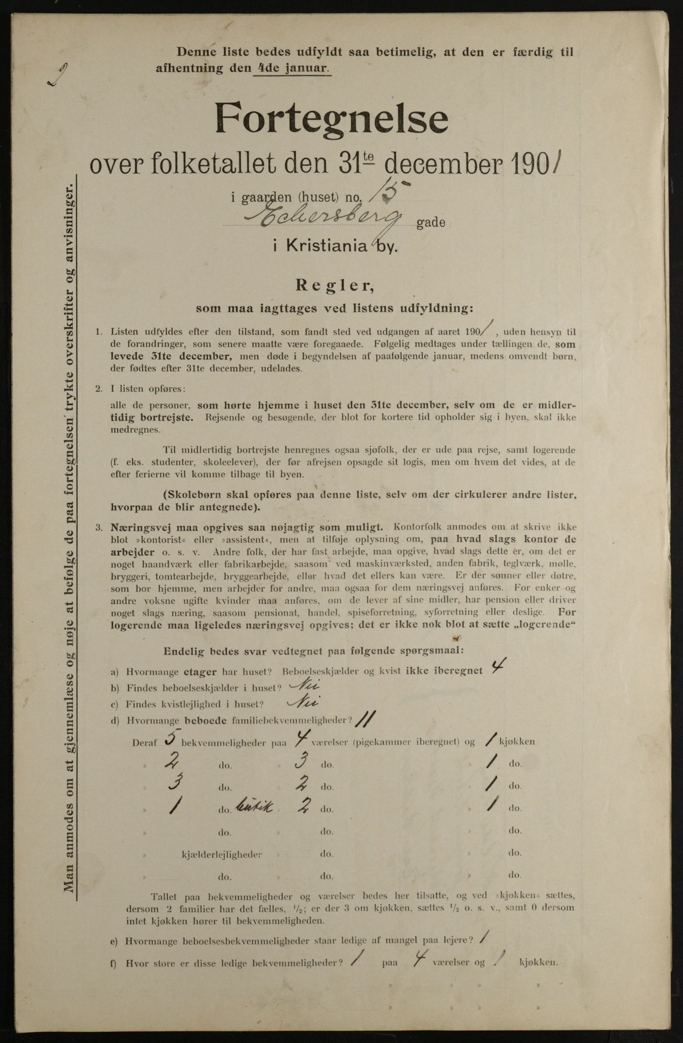 OBA, Municipal Census 1901 for Kristiania, 1901, p. 2970