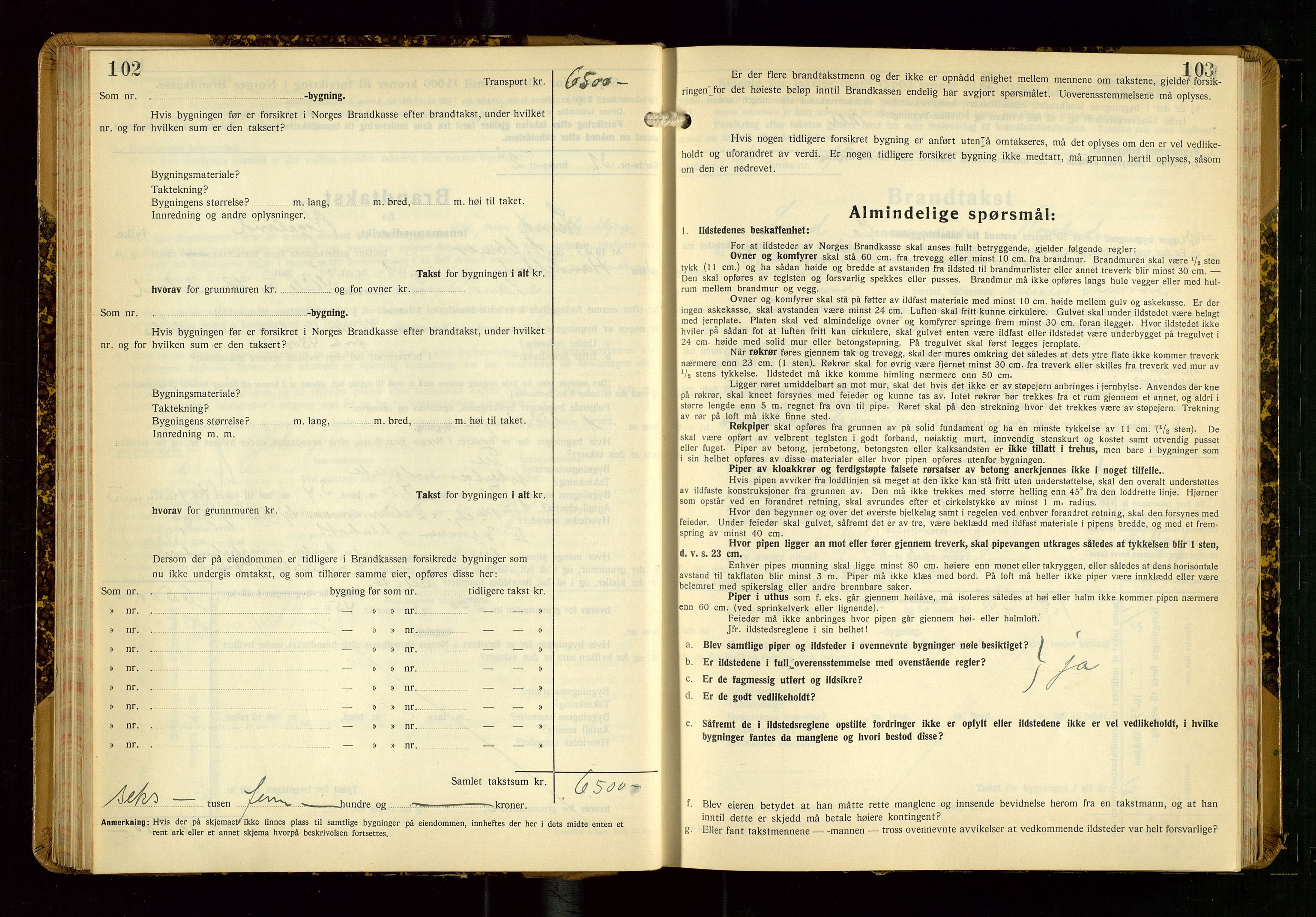 Lund lensmannskontor, AV/SAST-A-100303/Gob/L0006: "Brandtakstprotokoll", 1938-1951, p. 102-103