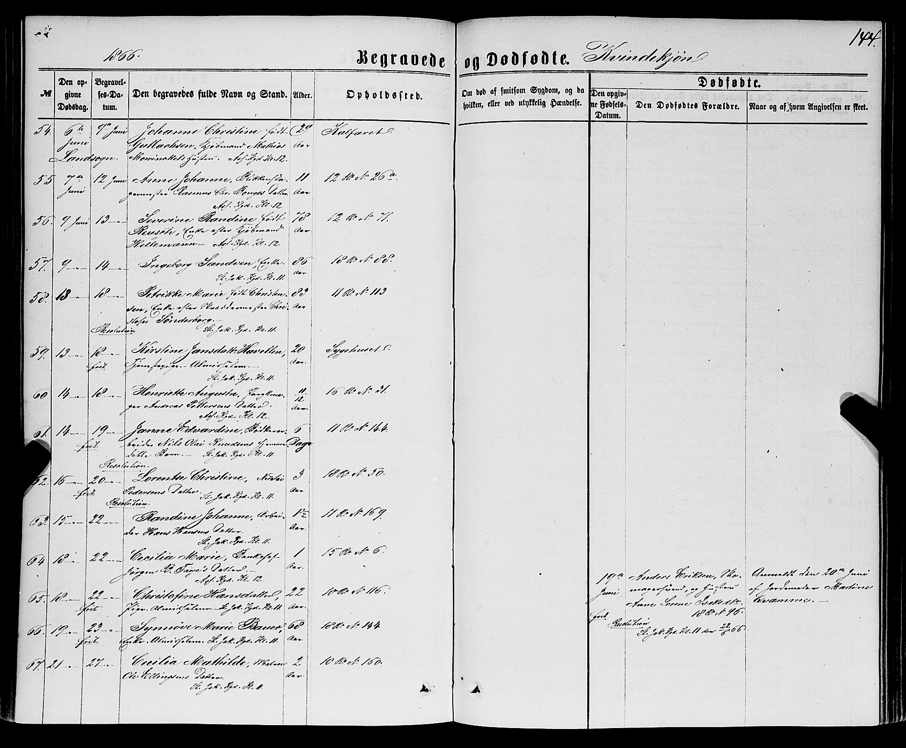 Domkirken sokneprestembete, AV/SAB-A-74801/H/Haa/L0042: Parish register (official) no. E 3, 1863-1876, p. 144