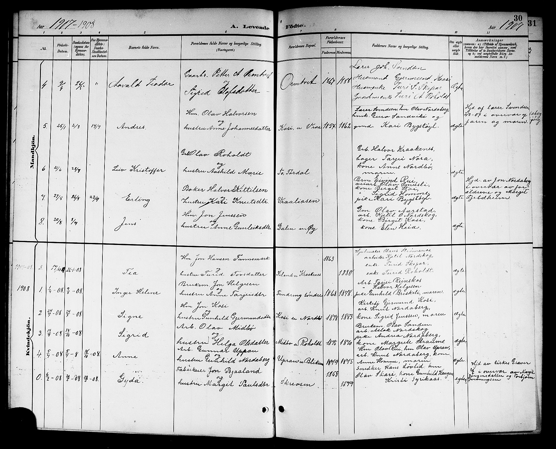 Kviteseid kirkebøker, SAKO/A-276/G/Gc/L0001: Parish register (copy) no. III 1, 1893-1916, p. 30