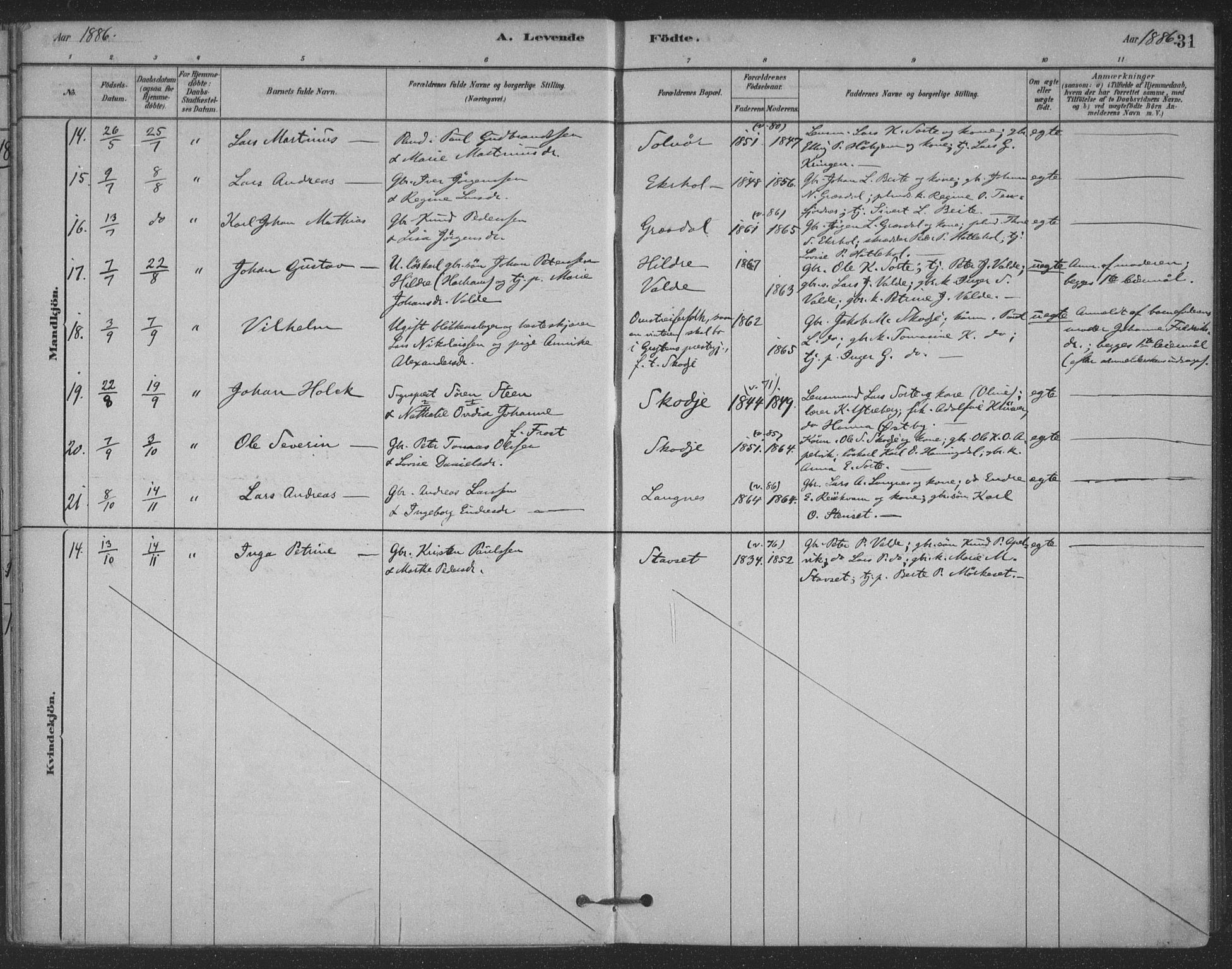 Ministerialprotokoller, klokkerbøker og fødselsregistre - Møre og Romsdal, AV/SAT-A-1454/524/L0356: Parish register (official) no. 524A08, 1880-1899, p. 31