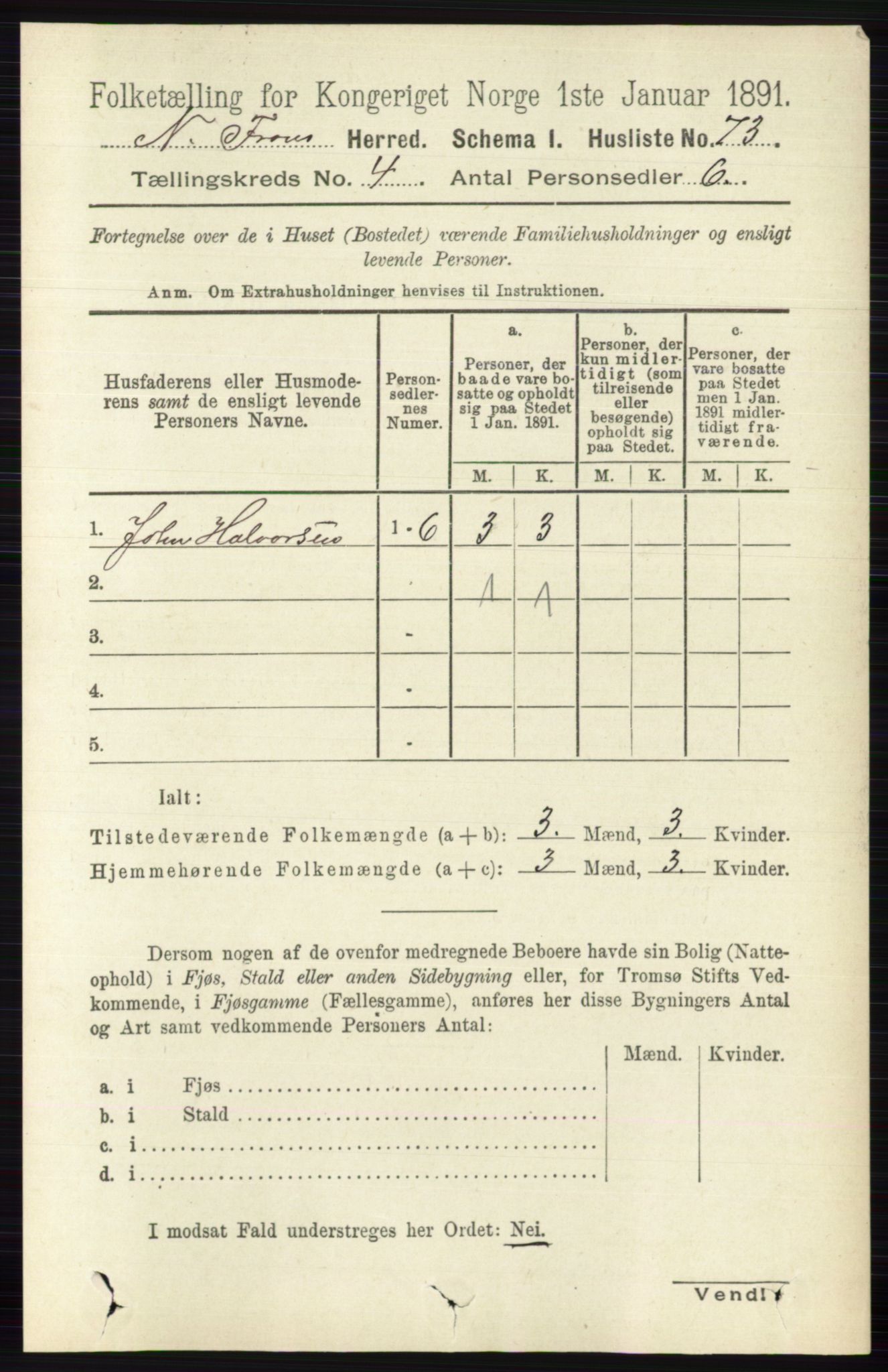 RA, 1891 census for 0518 Nord-Fron, 1891, p. 1456