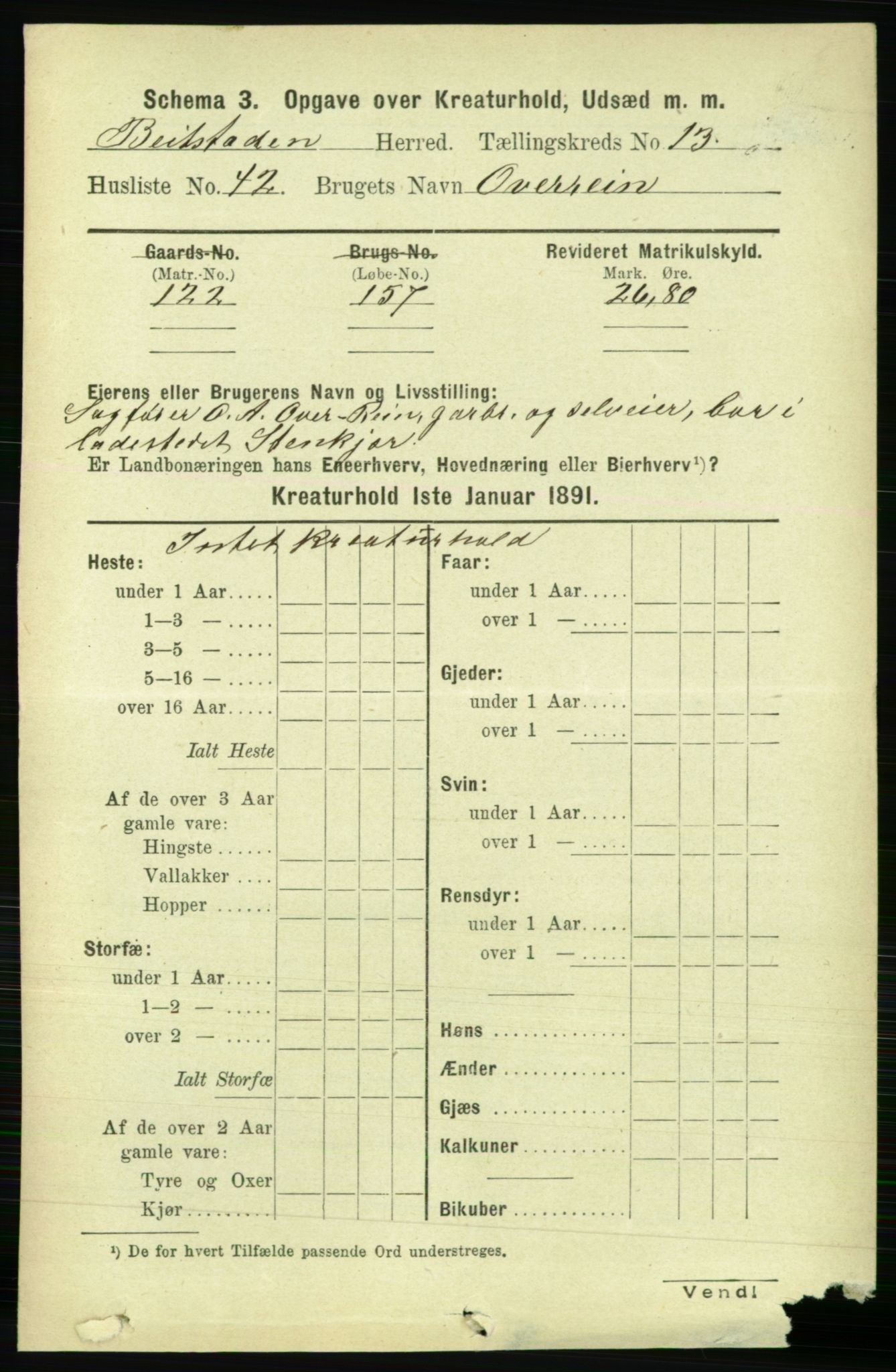 RA, 1891 census for 1727 Beitstad, 1891, p. 6549