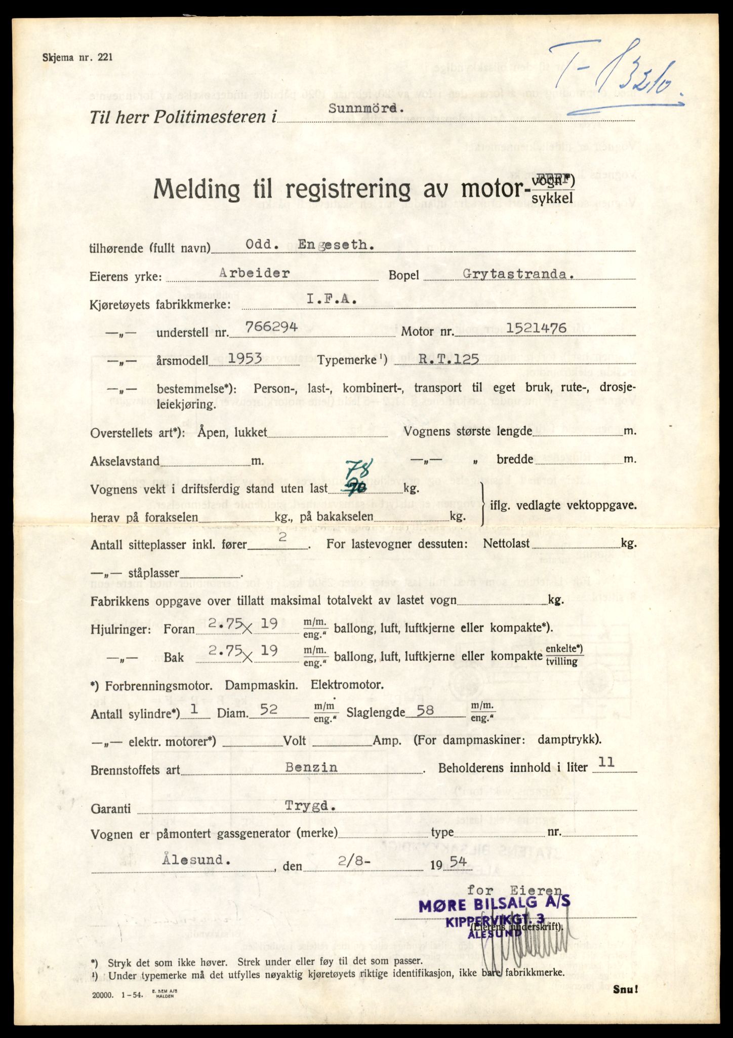 Møre og Romsdal vegkontor - Ålesund trafikkstasjon, AV/SAT-A-4099/F/Fe/L0038: Registreringskort for kjøretøy T 13180 - T 13360, 1927-1998, p. 495