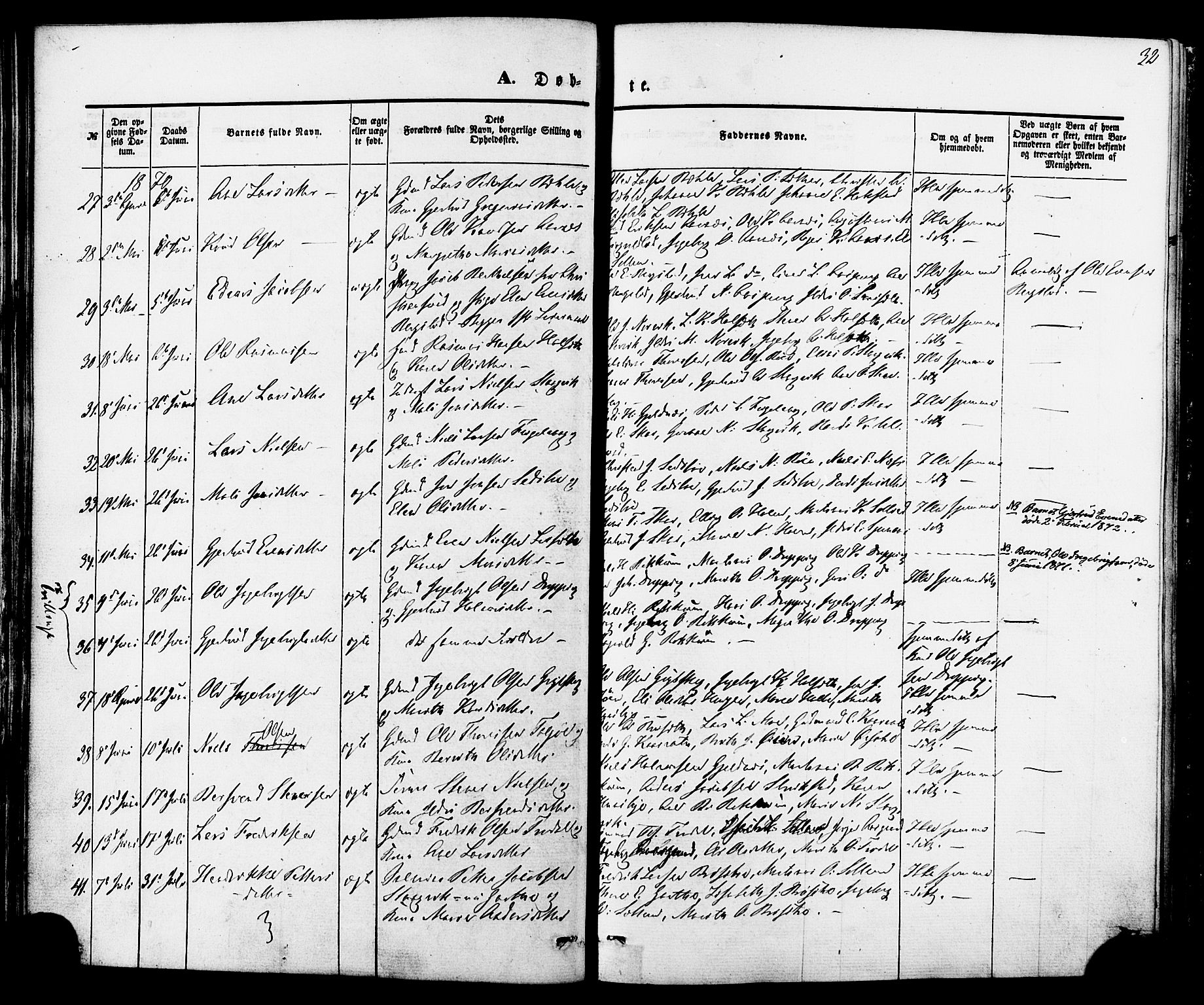Ministerialprotokoller, klokkerbøker og fødselsregistre - Møre og Romsdal, SAT/A-1454/592/L1027: Parish register (official) no. 592A05, 1865-1878, p. 32