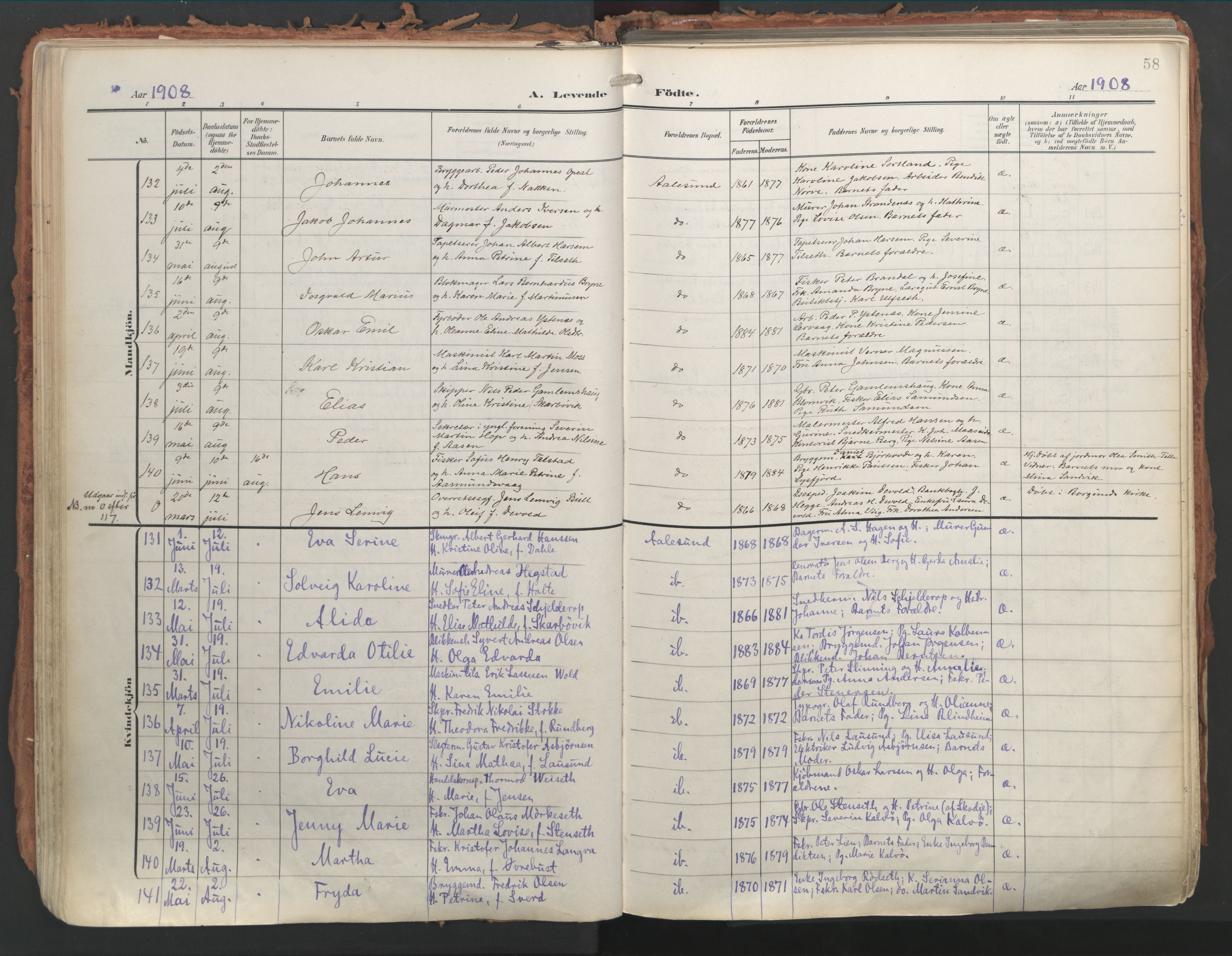 Ministerialprotokoller, klokkerbøker og fødselsregistre - Møre og Romsdal, AV/SAT-A-1454/529/L0460: Parish register (official) no. 529A10, 1906-1917, p. 58