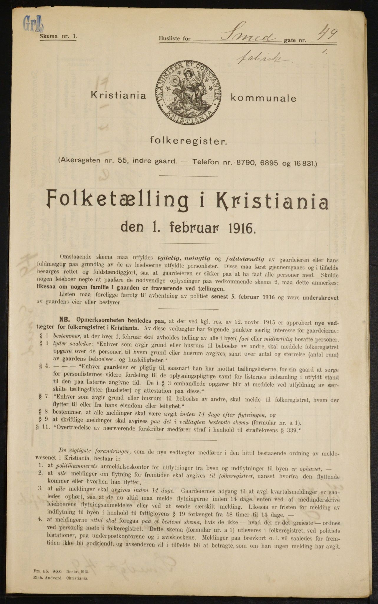 OBA, Municipal Census 1916 for Kristiania, 1916, p. 100142