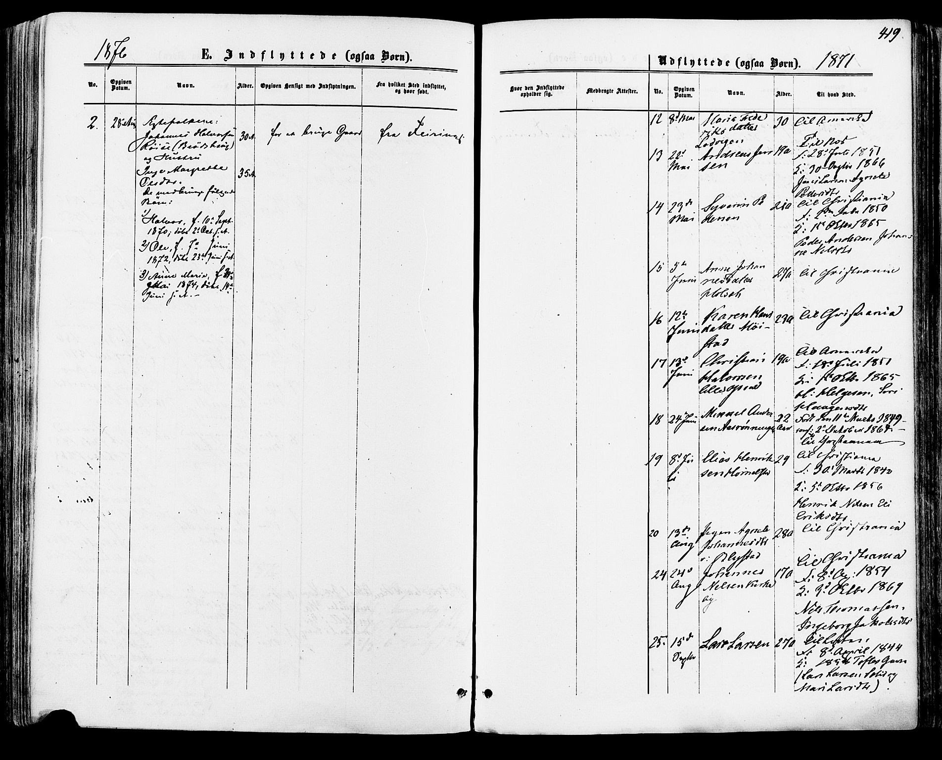 Vang prestekontor, Hedmark, SAH/PREST-008/H/Ha/Haa/L0015: Parish register (official) no. 15, 1871-1885, p. 419
