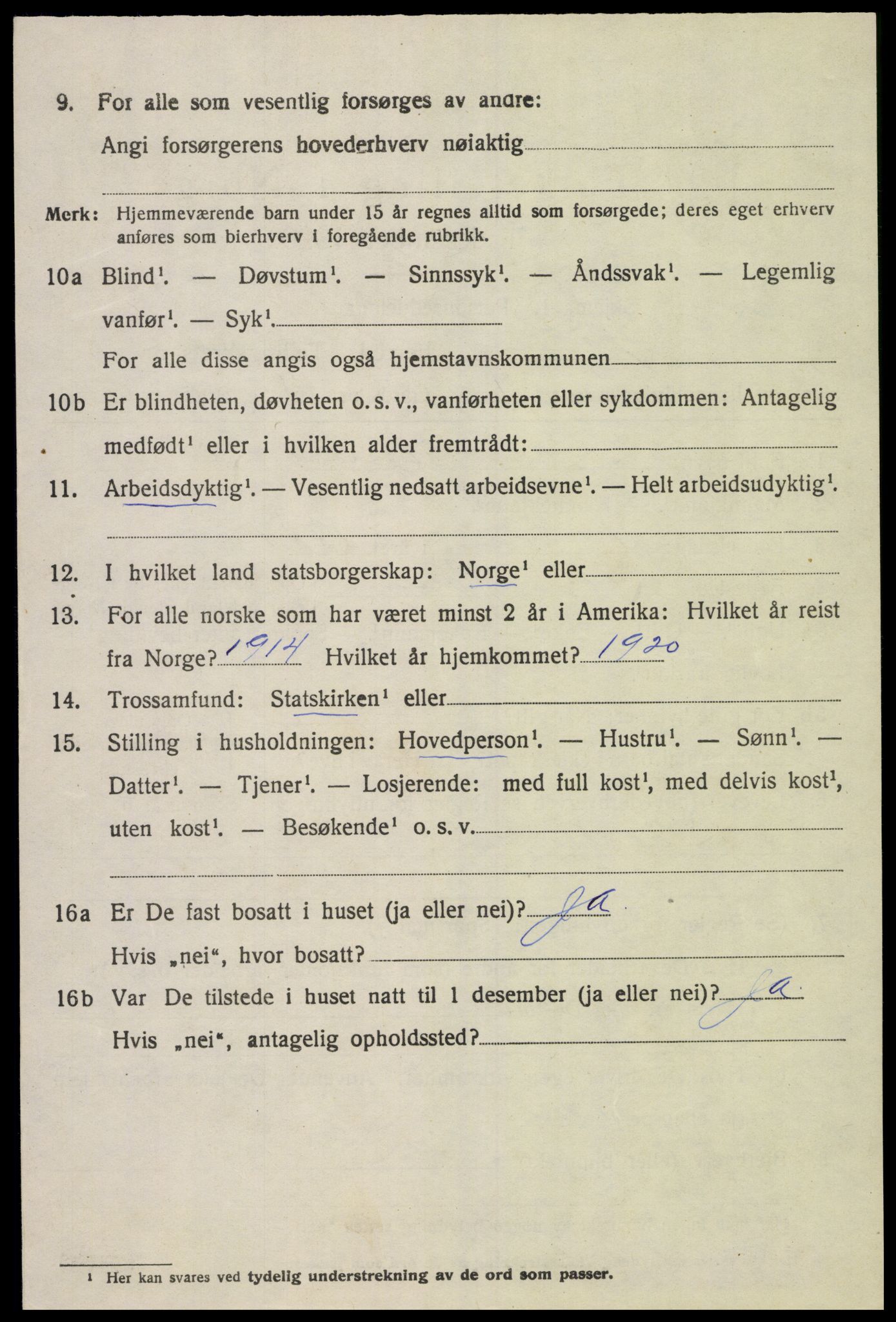 SAK, 1920 census for Holum, 1920, p. 1280