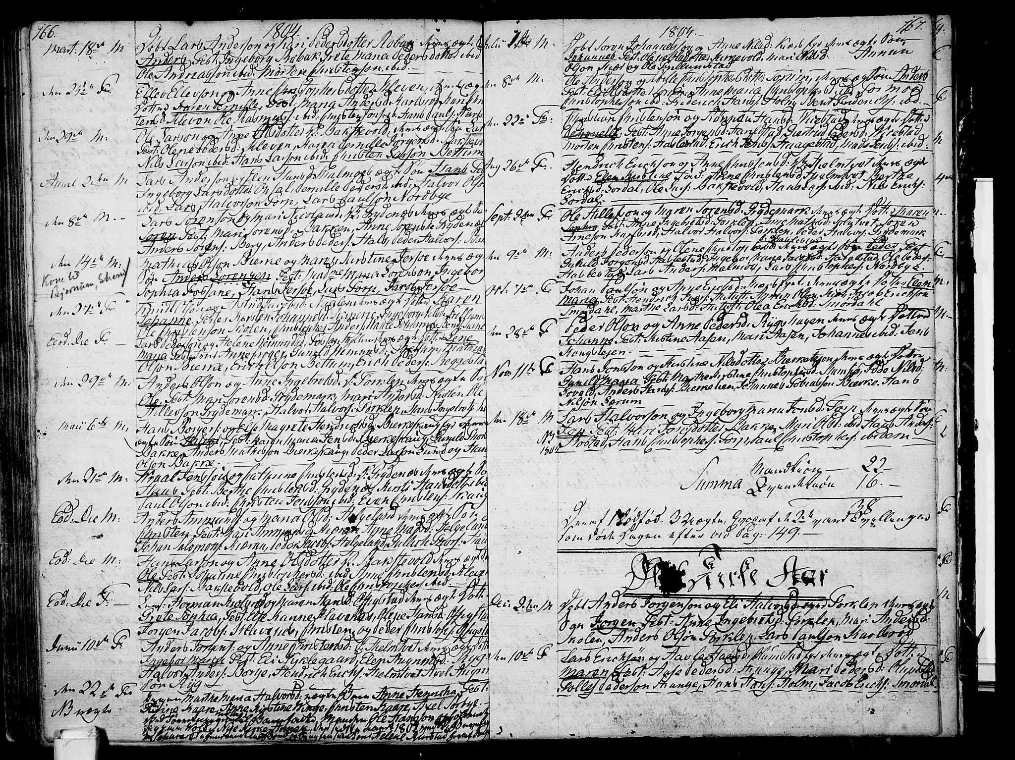 Våle kirkebøker, AV/SAKO-A-334/F/Fa/L0005: Parish register (official) no. I 5, 1773-1808, p. 166-167