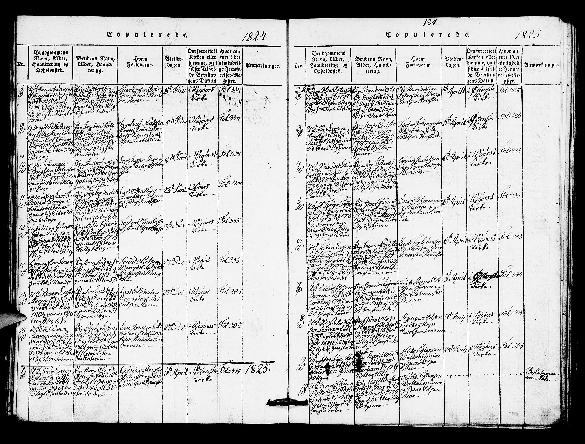 Kvam sokneprestembete, SAB/A-76201/H/Hab: Parish register (copy) no. A 1, 1818-1832, p. 194