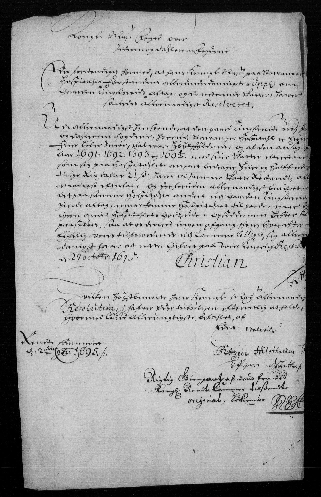 Rentekammeret inntil 1814, Reviderte regnskaper, Fogderegnskap, RA/EA-4092/R46/L2728: Fogderegnskap Jæren og Dalane, 1694-1696, p. 284