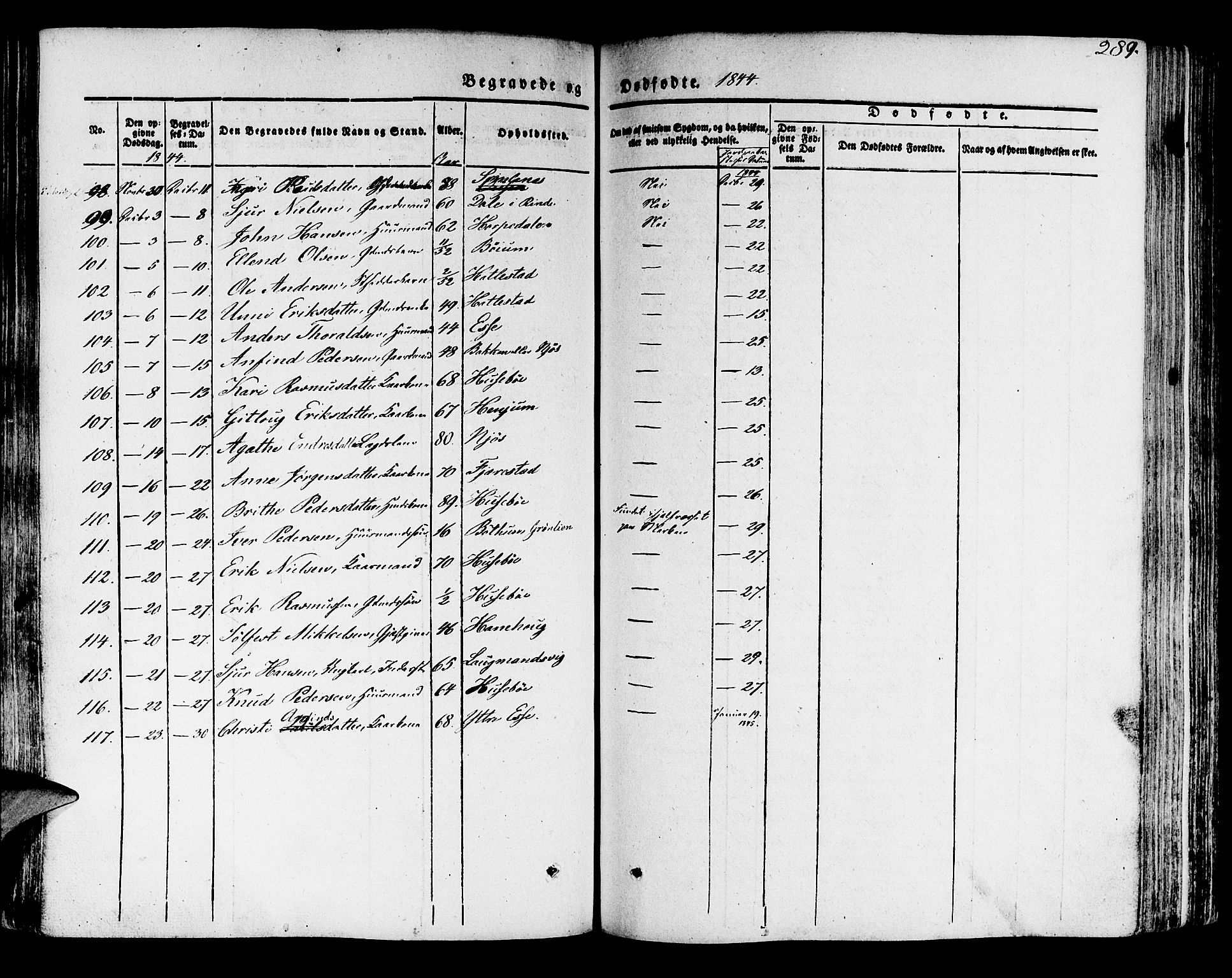 Leikanger sokneprestembete, SAB/A-81001: Parish register (official) no. A 7, 1838-1851, p. 289