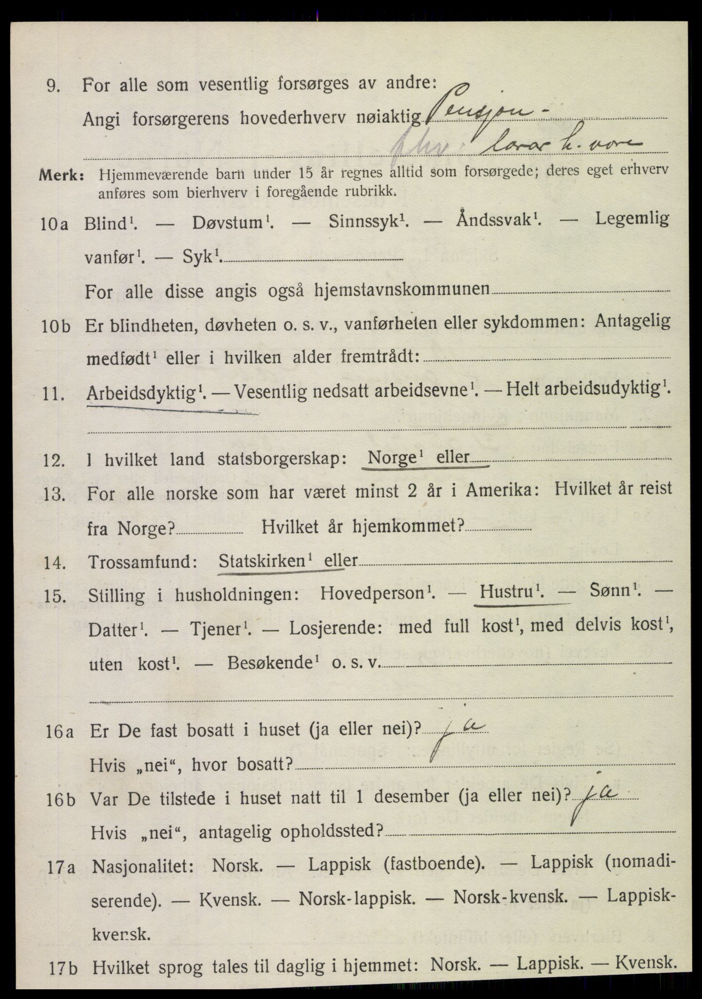 SAT, 1920 census for Vefsn, 1920, p. 2822