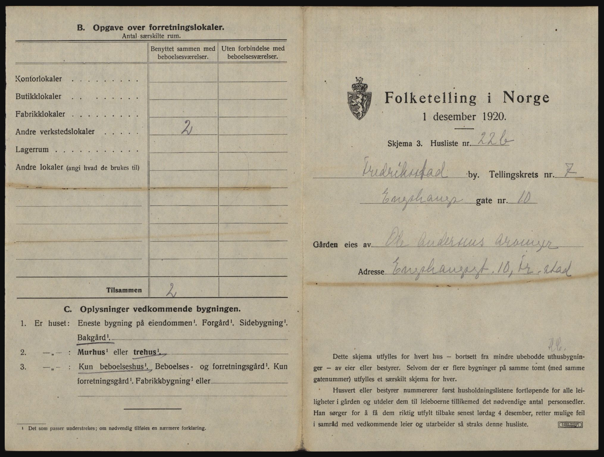 SAO, 1920 census for Fredrikstad, 1920, p. 63
