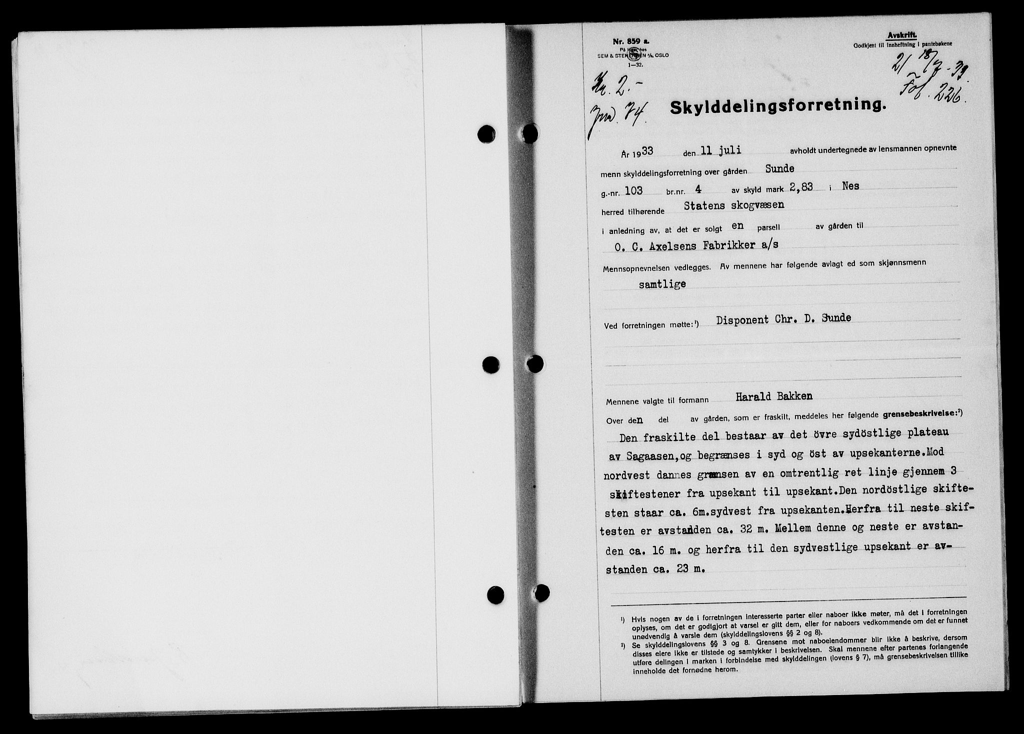 Flekkefjord sorenskriveri, SAK/1221-0001/G/Gb/Gba/L0049: Mortgage book no. 46, 1933-1934, Deed date: 18.07.1933