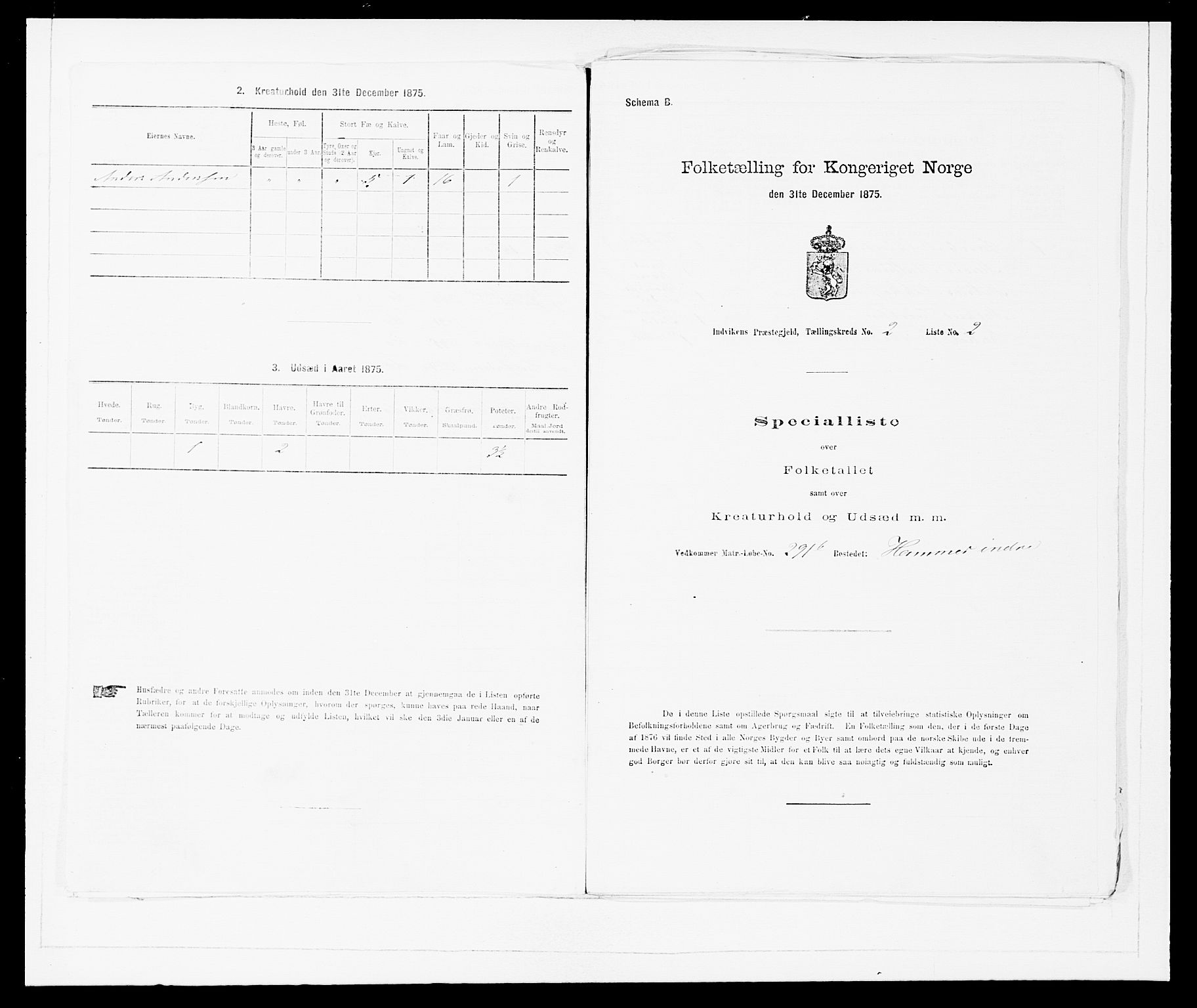 SAB, 1875 Census for 1447P Innvik, 1875, p. 169