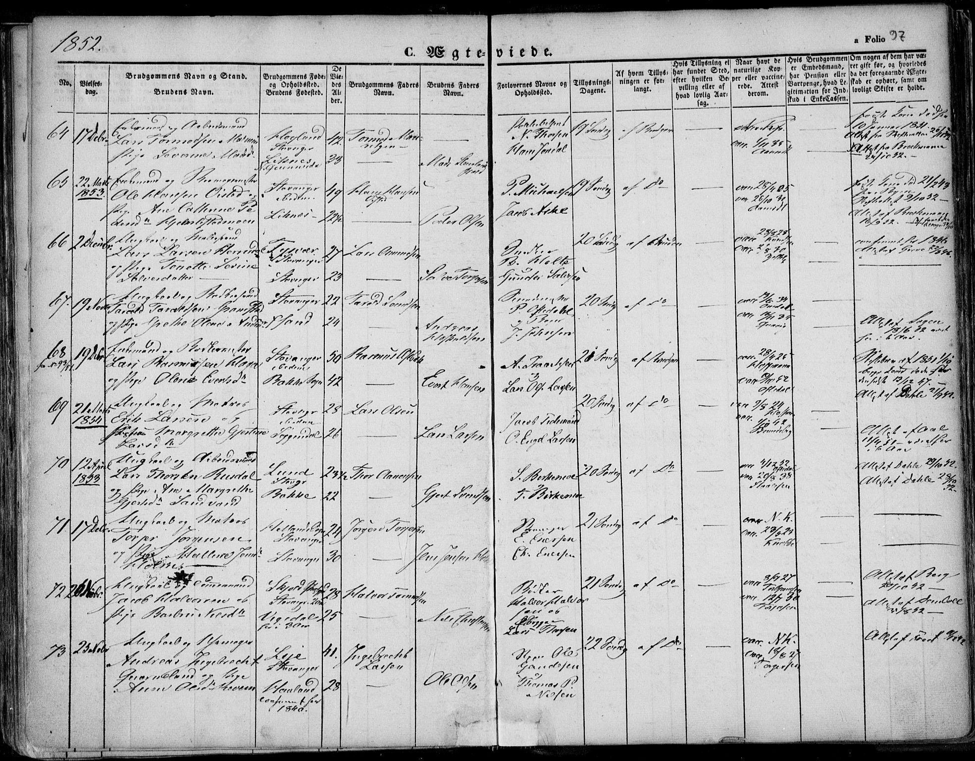 Domkirken sokneprestkontor, AV/SAST-A-101812/001/30/30BA/L0015: Parish register (official) no. A 14, 1842-1857, p. 97