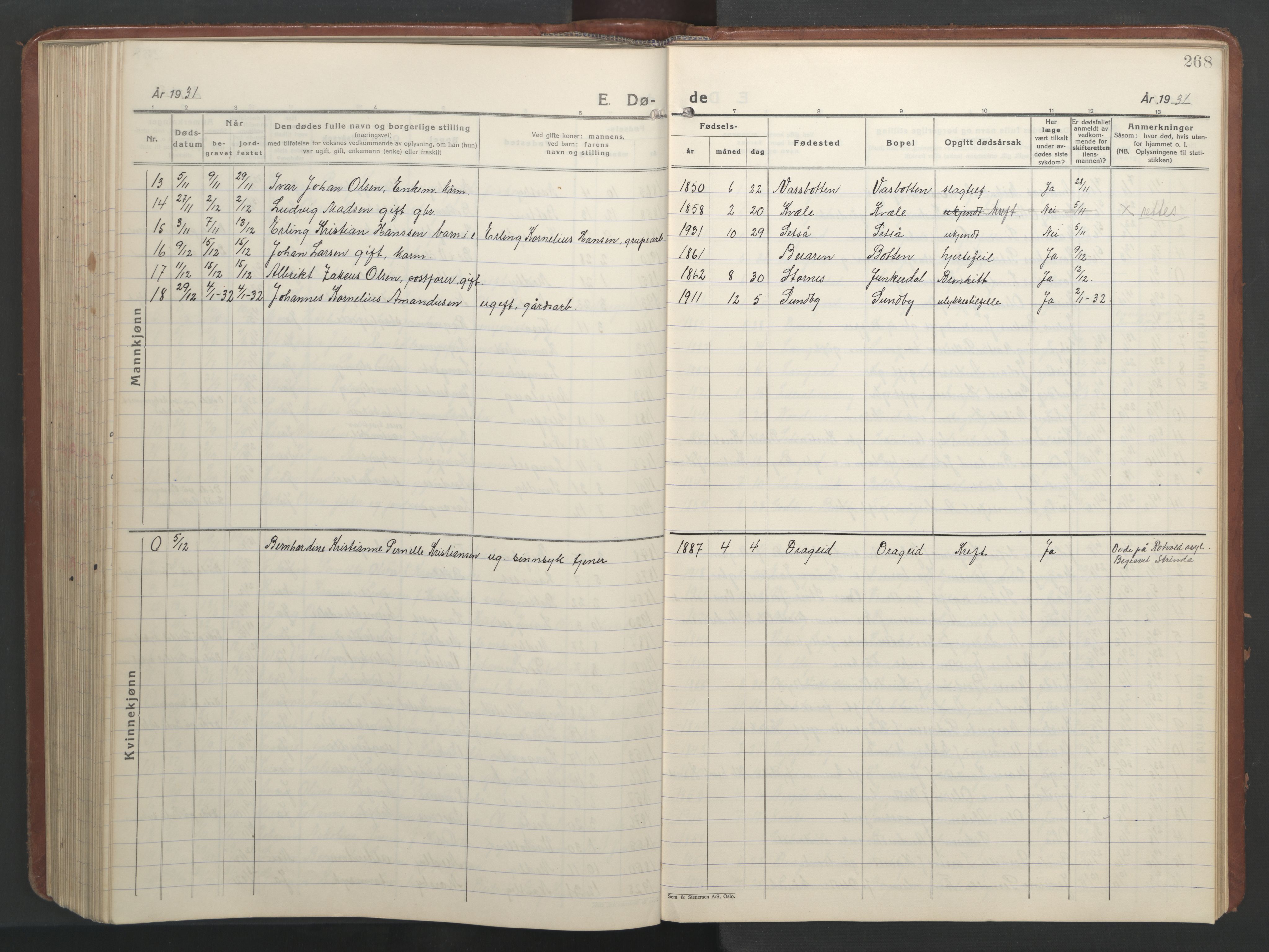 Ministerialprotokoller, klokkerbøker og fødselsregistre - Nordland, SAT/A-1459/847/L0680: Parish register (copy) no. 847C08, 1930-1947, p. 268