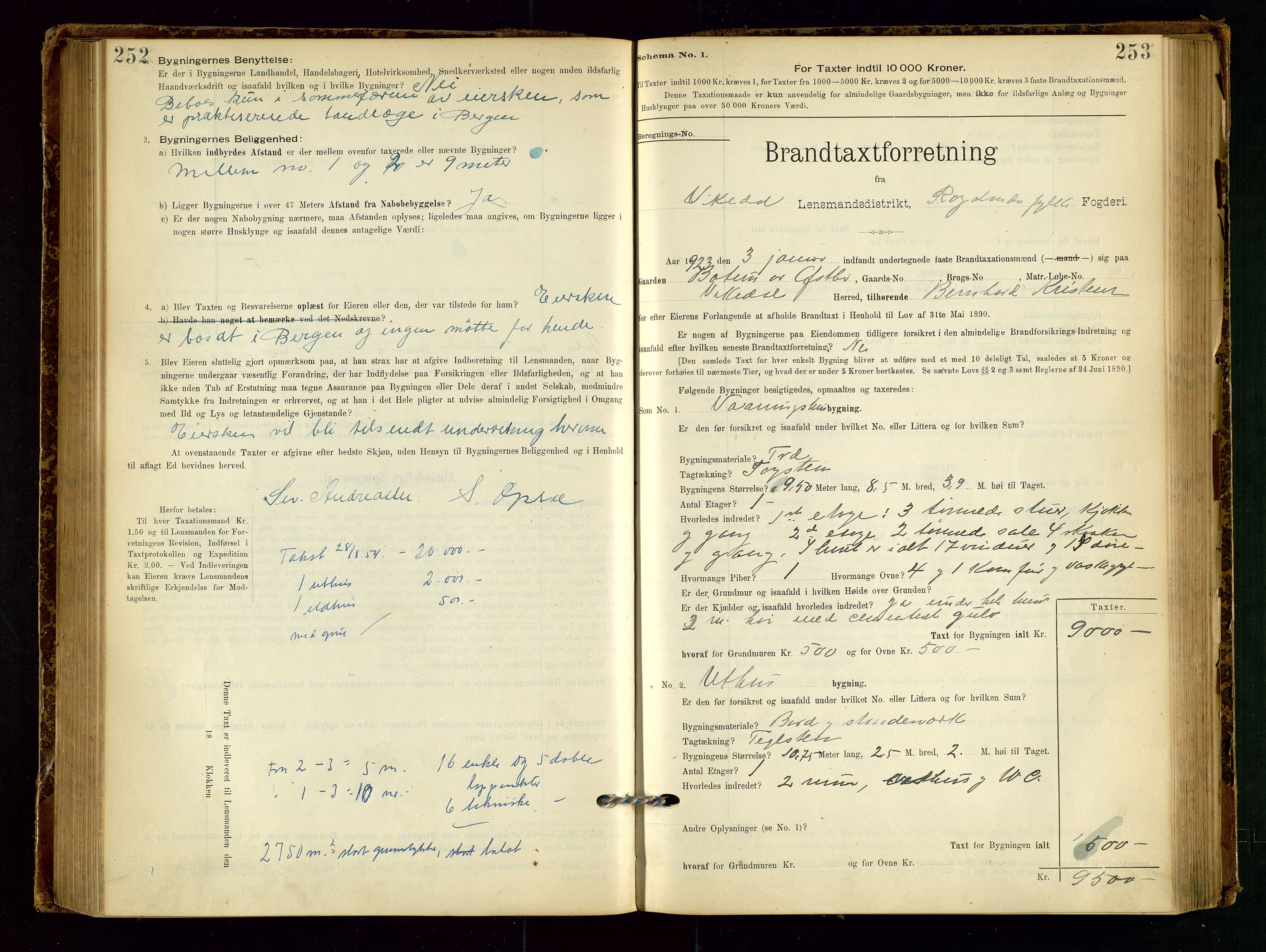 Vikedal lensmannskontor, SAST/A-100179/Gob/L0004: Branntakstprotokoll, 1894-1952, p. 252-253