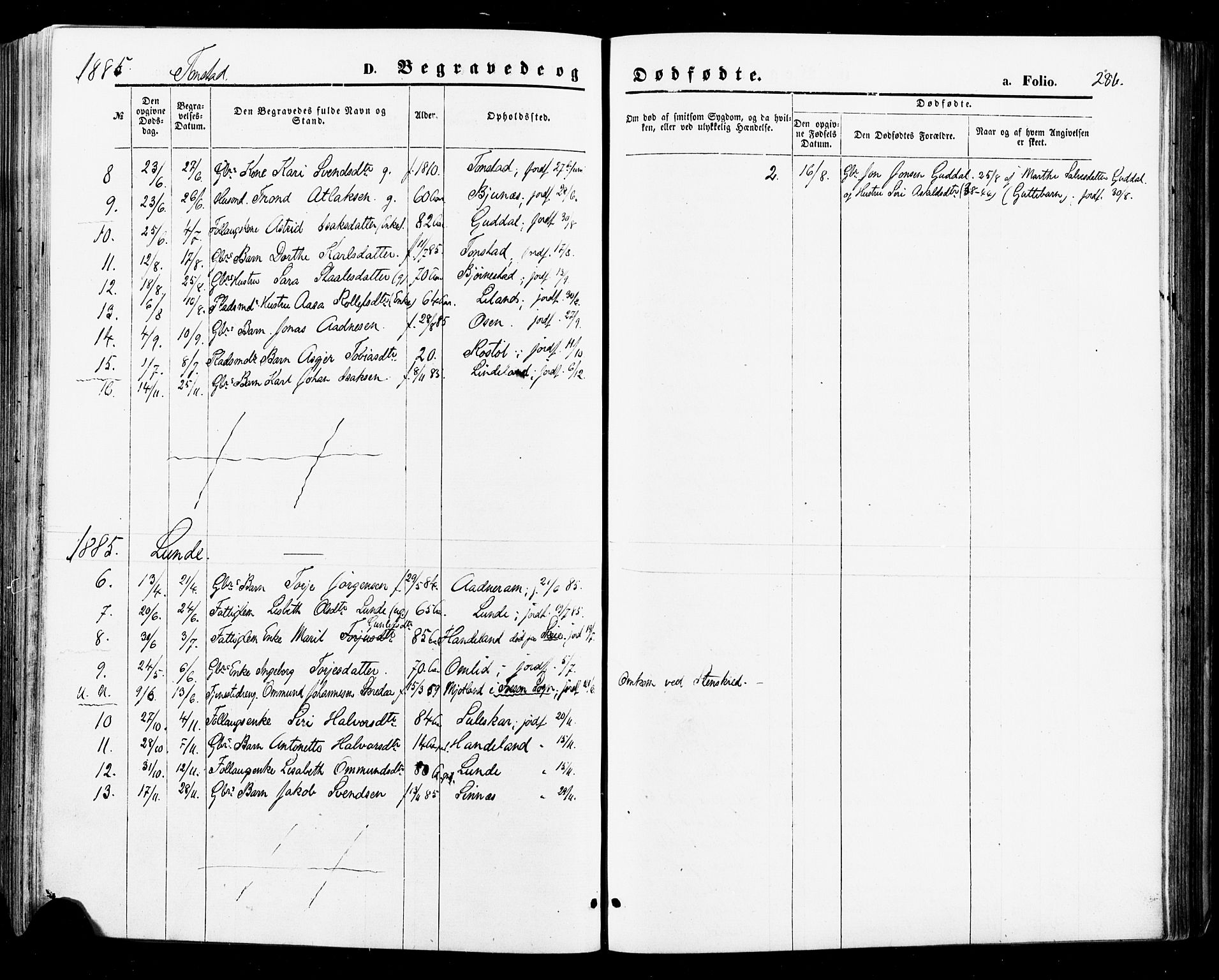 Sirdal sokneprestkontor, AV/SAK-1111-0036/F/Fa/Fab/L0003: Parish register (official) no. A 3, 1874-1886, p. 286