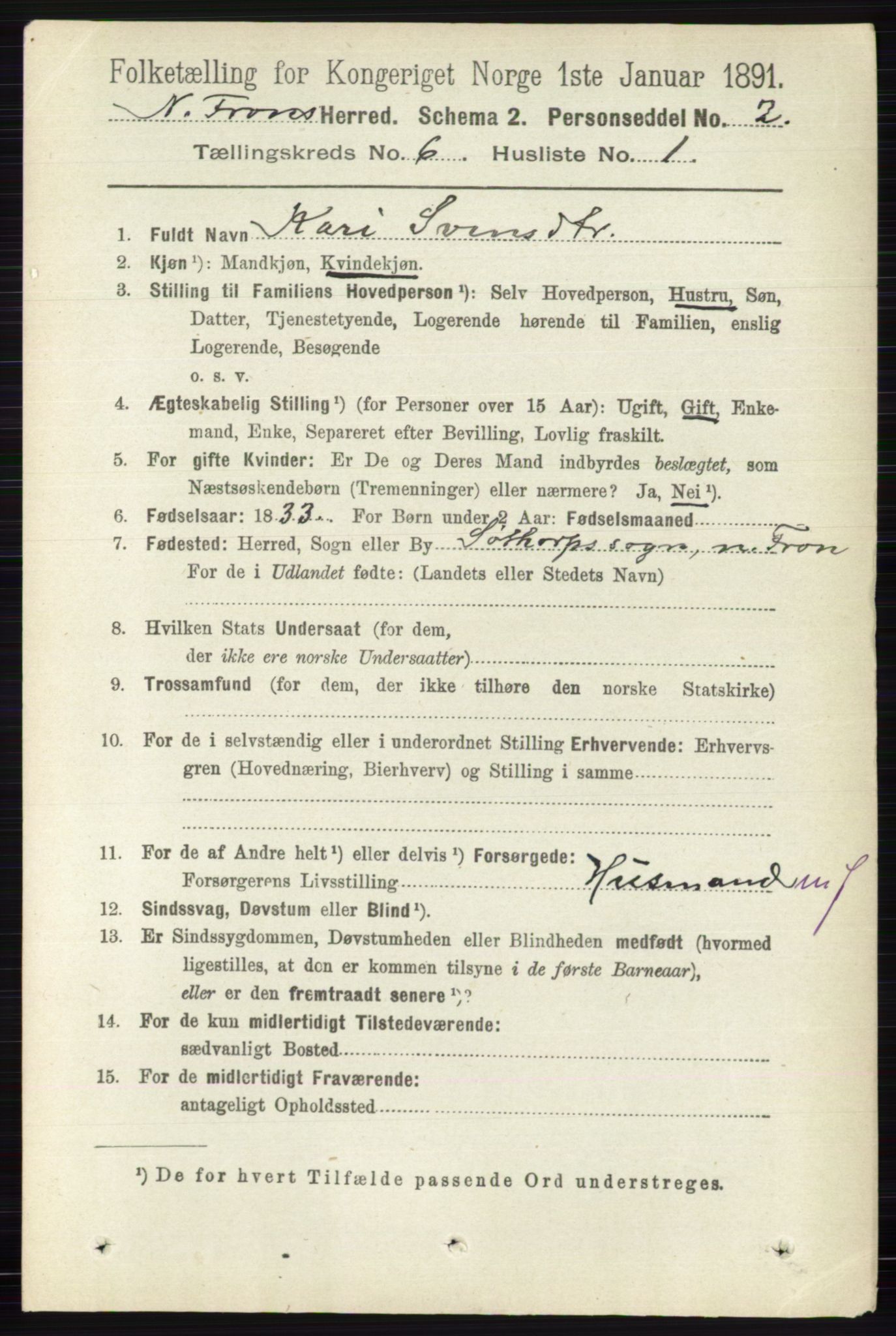 RA, 1891 census for 0518 Nord-Fron, 1891, p. 2259