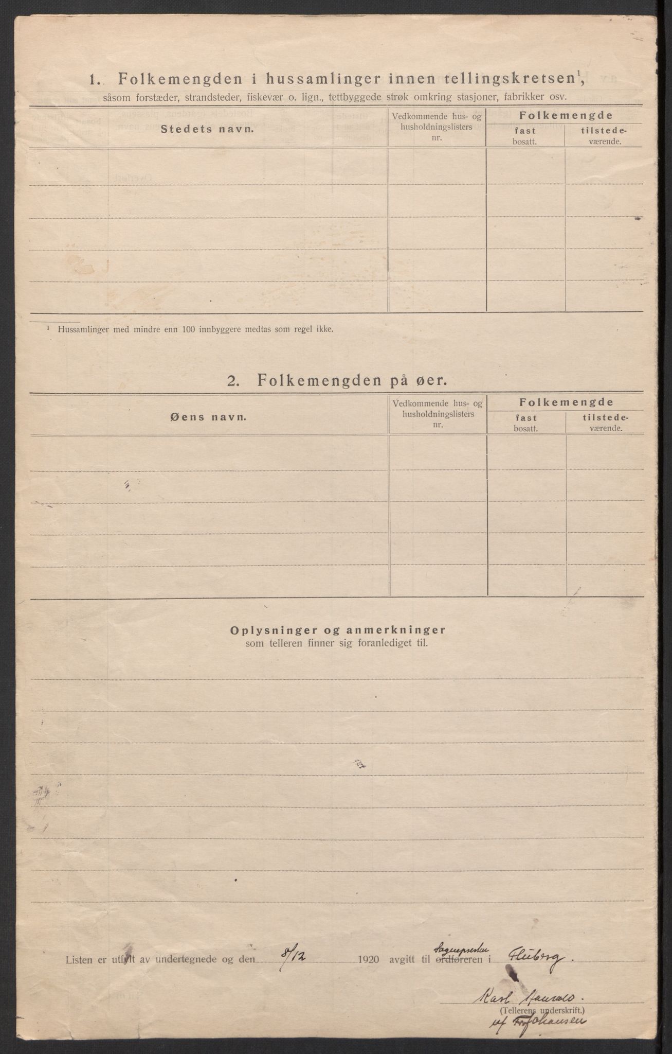 SAH, 1920 census for Fluberg, 1920, p. 18