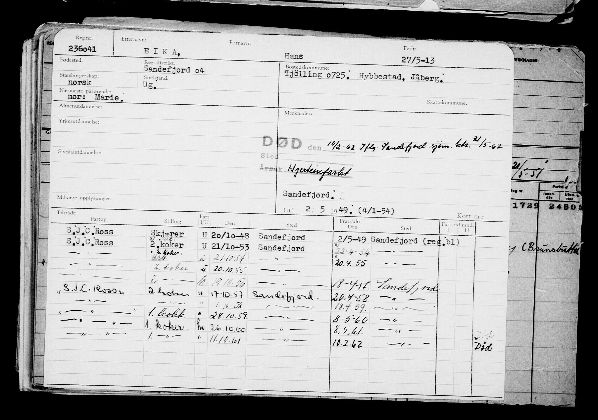 Direktoratet for sjømenn, AV/RA-S-3545/G/Gb/L0112: Hovedkort, 1913, p. 862