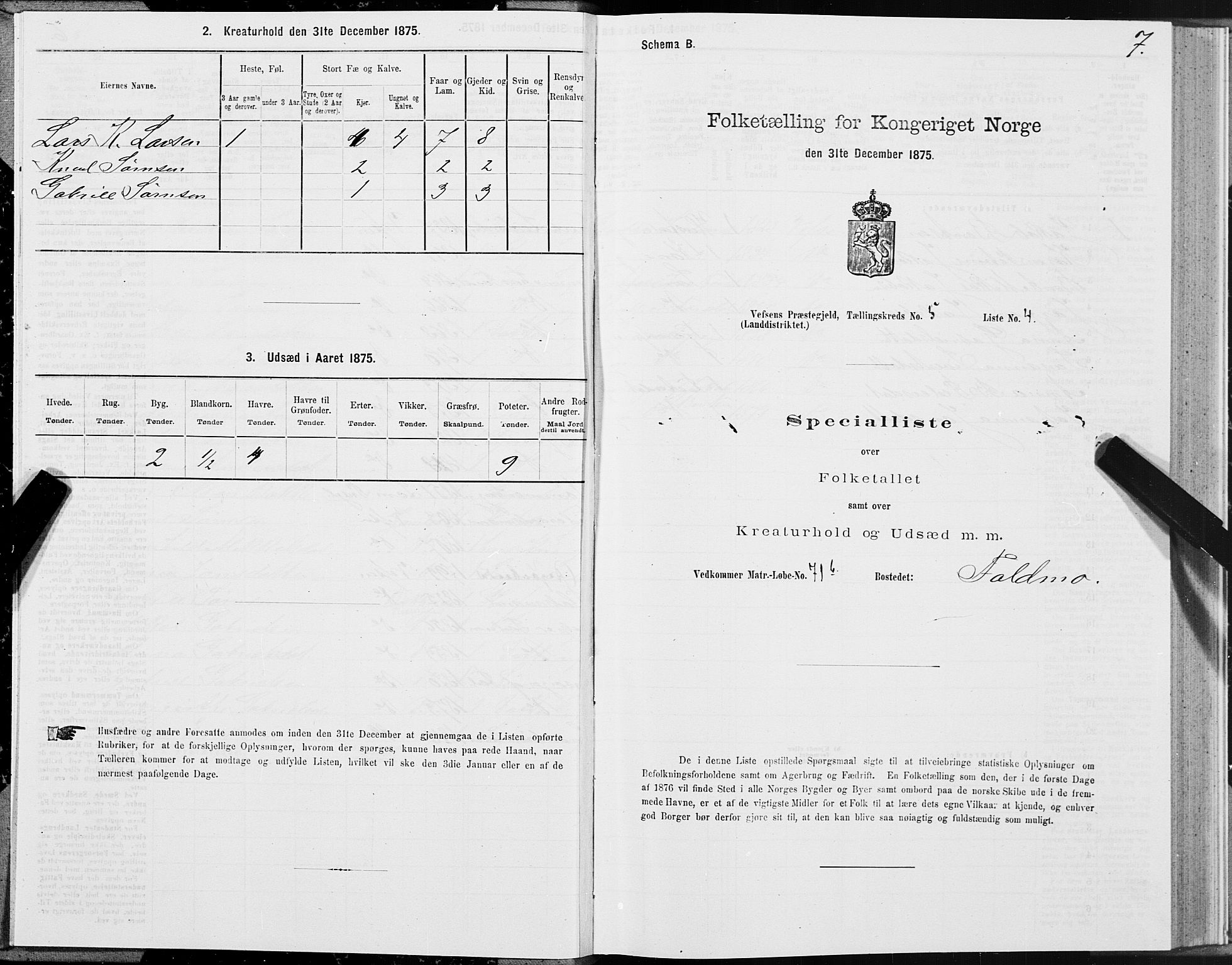 SAT, 1875 census for 1824L Vefsn/Vefsn, 1875, p. 2007