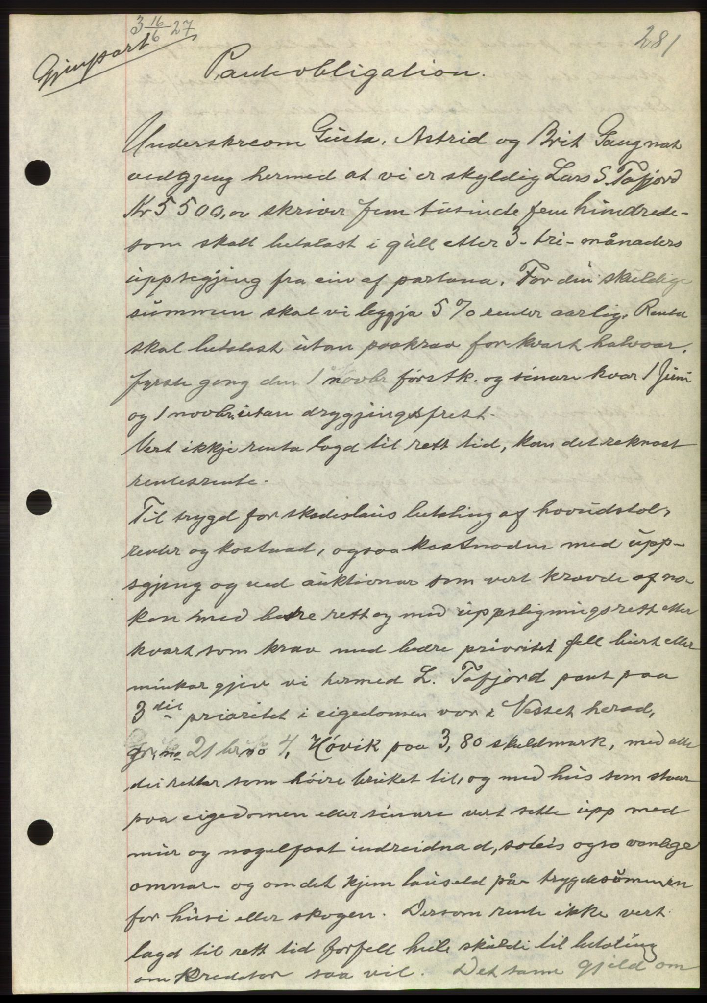 Romsdal sorenskriveri, AV/SAT-A-4149/1/2/2C/L0052: Mortgage book no. 46, 1927-1927, Deed date: 16.06.1927