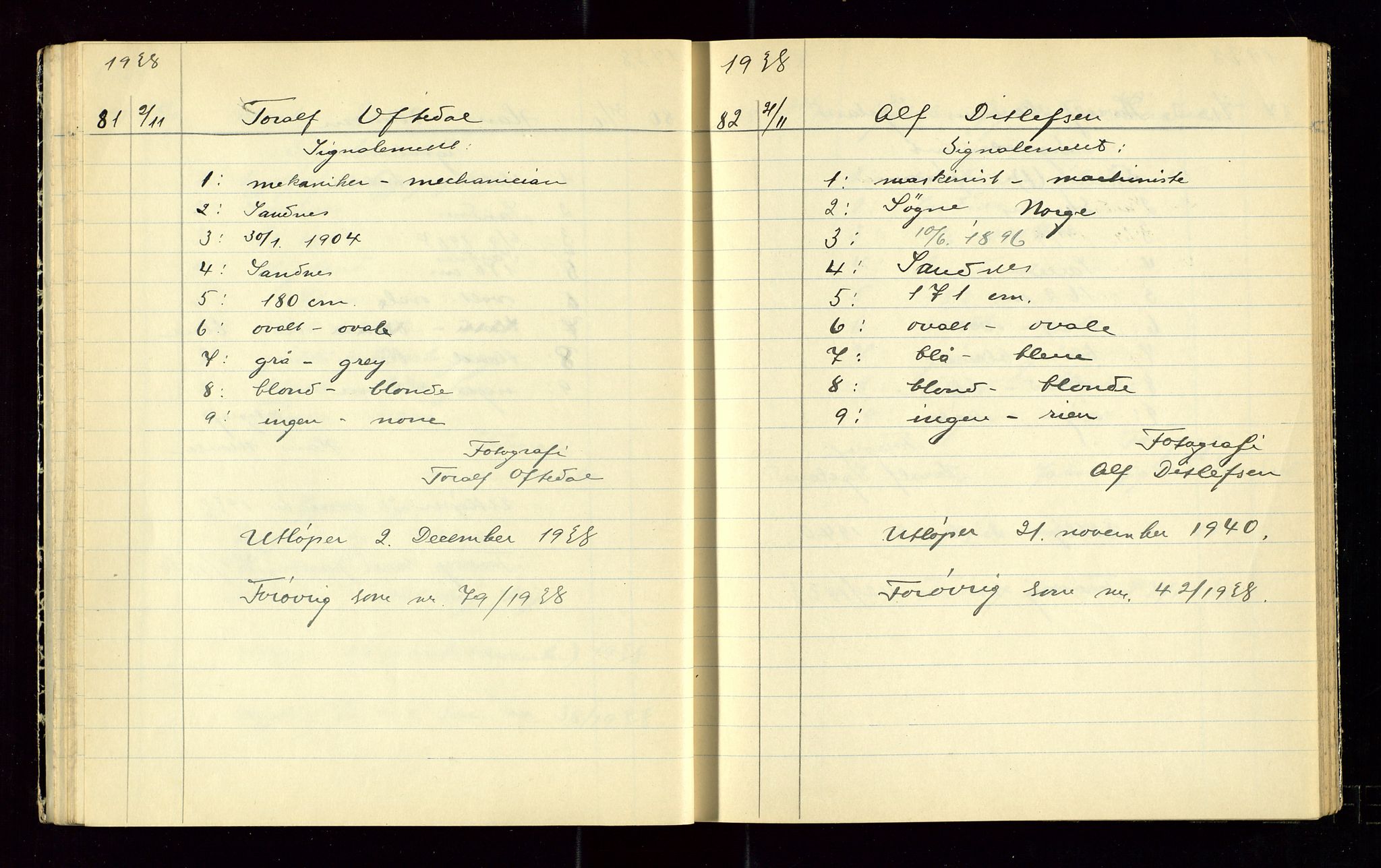 Sandnes politikammer, AV/SAST-A-100446/K/L0006: Passprotokoll, 1938-1943, p. 24