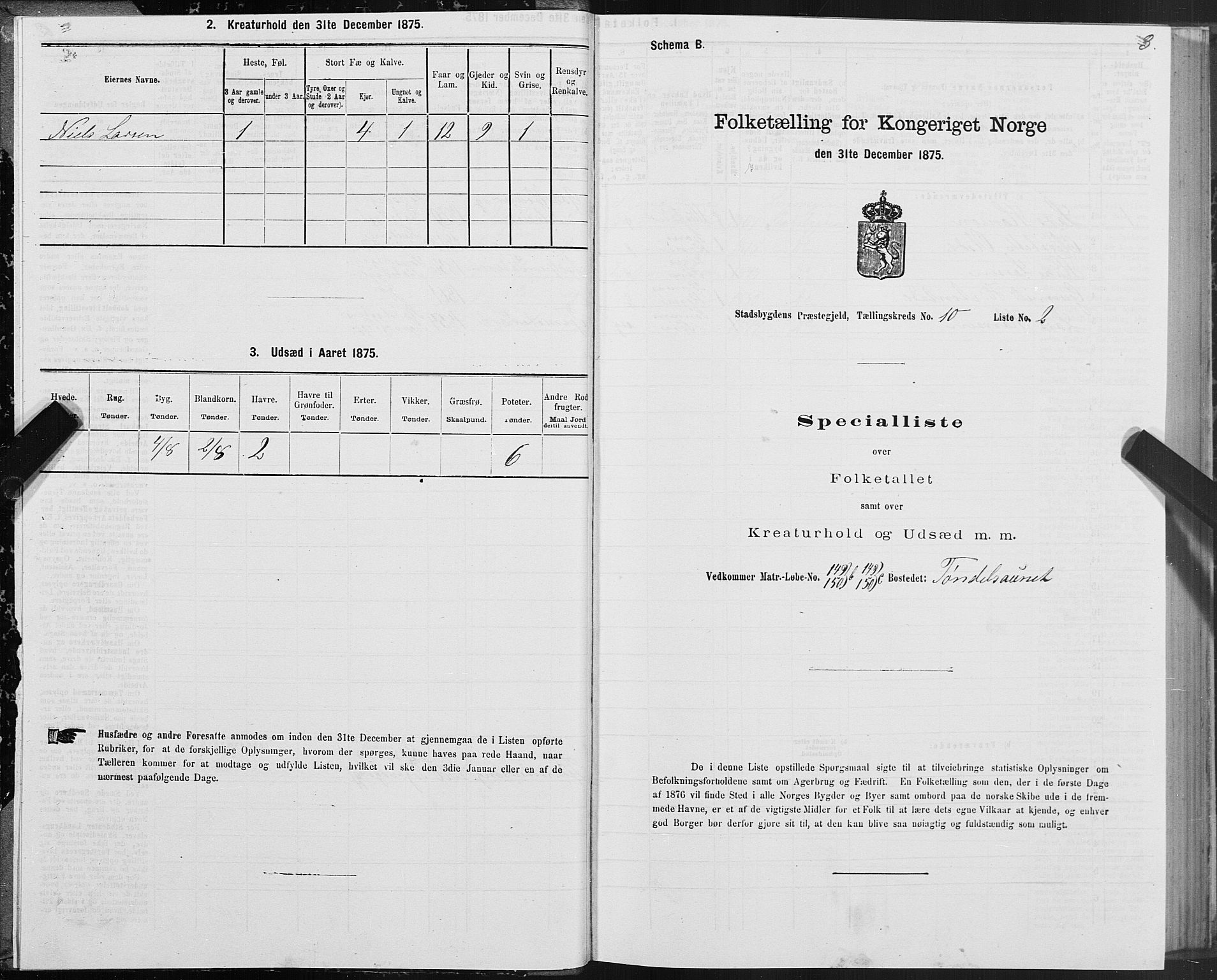 SAT, 1875 census for 1625P Stadsbygd, 1875, p. 6003