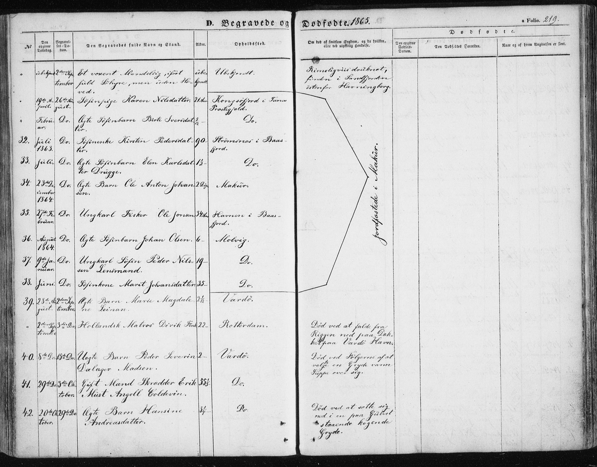 Vardø sokneprestkontor, SATØ/S-1332/H/Ha/L0004kirke: Parish register (official) no. 4, 1862-1871, p. 219