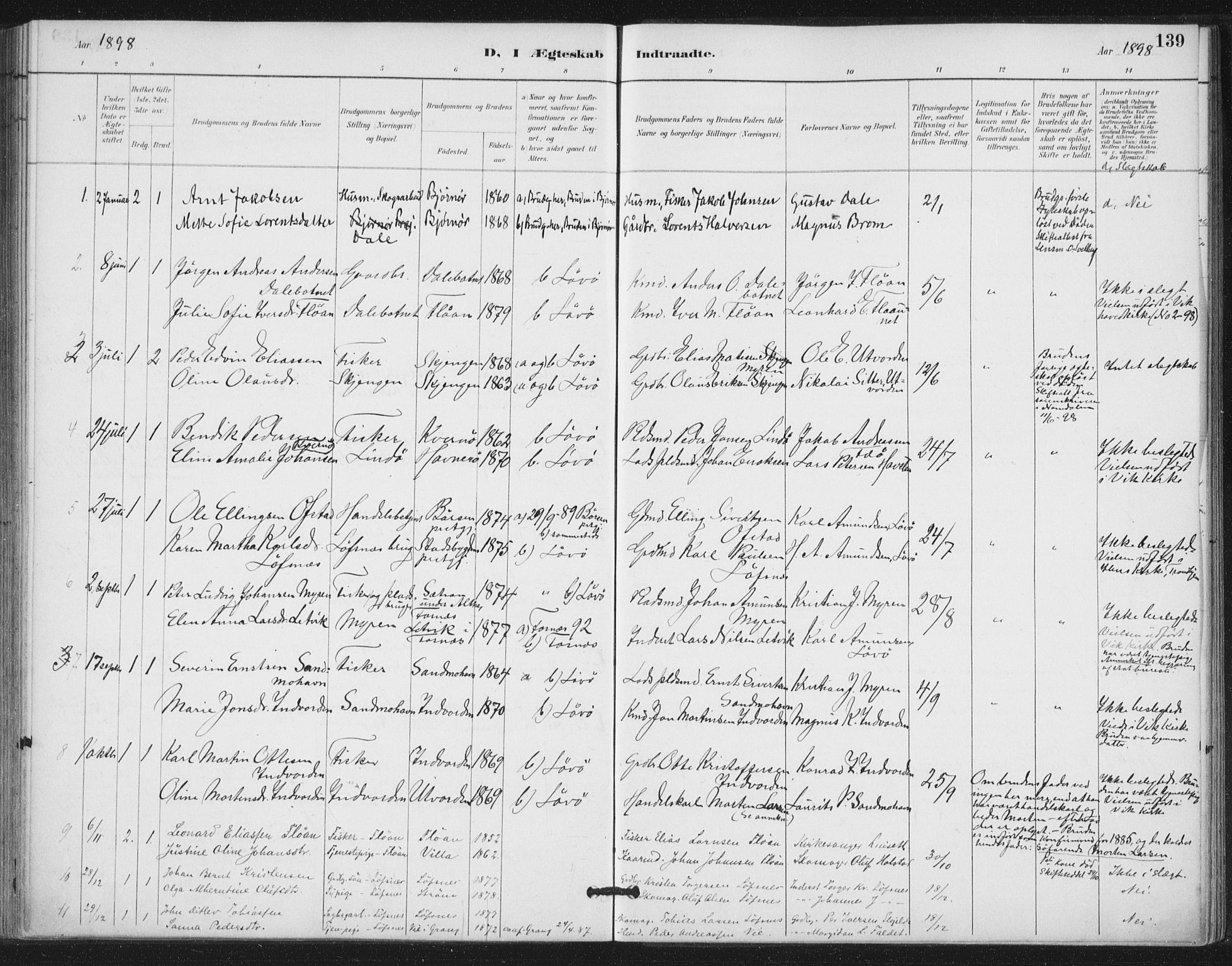 Ministerialprotokoller, klokkerbøker og fødselsregistre - Nord-Trøndelag, SAT/A-1458/772/L0603: Parish register (official) no. 772A01, 1885-1912, p. 139