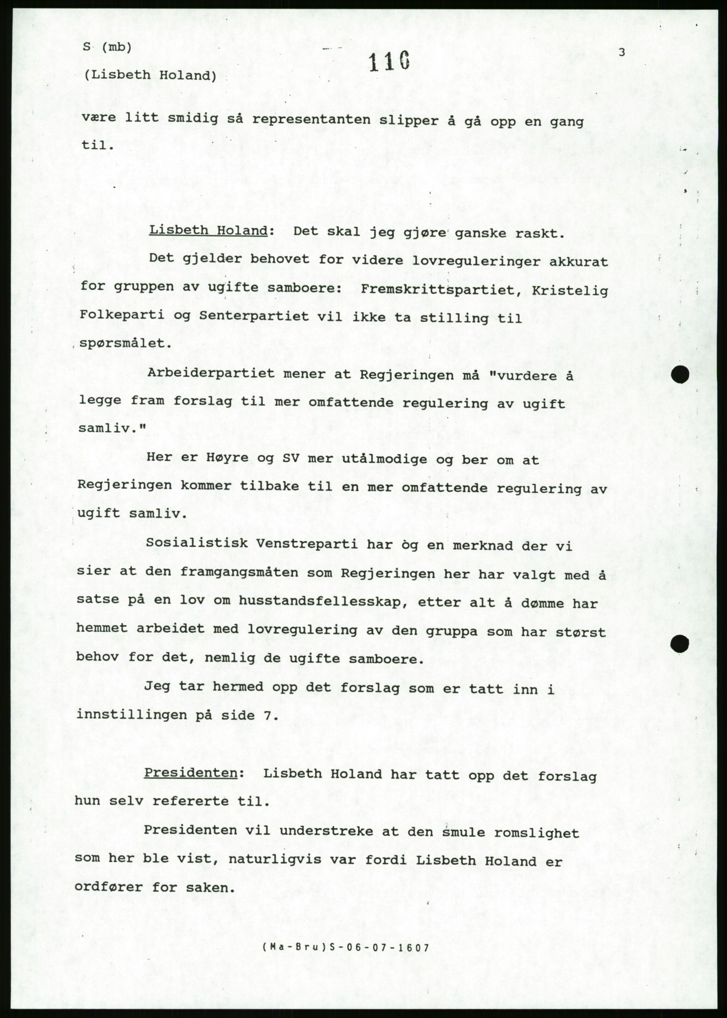 Det Norske Forbundet av 1948/Landsforeningen for Lesbisk og Homofil Frigjøring, AV/RA-PA-1216/D/Da/L0001: Partnerskapsloven, 1990-1993, p. 310