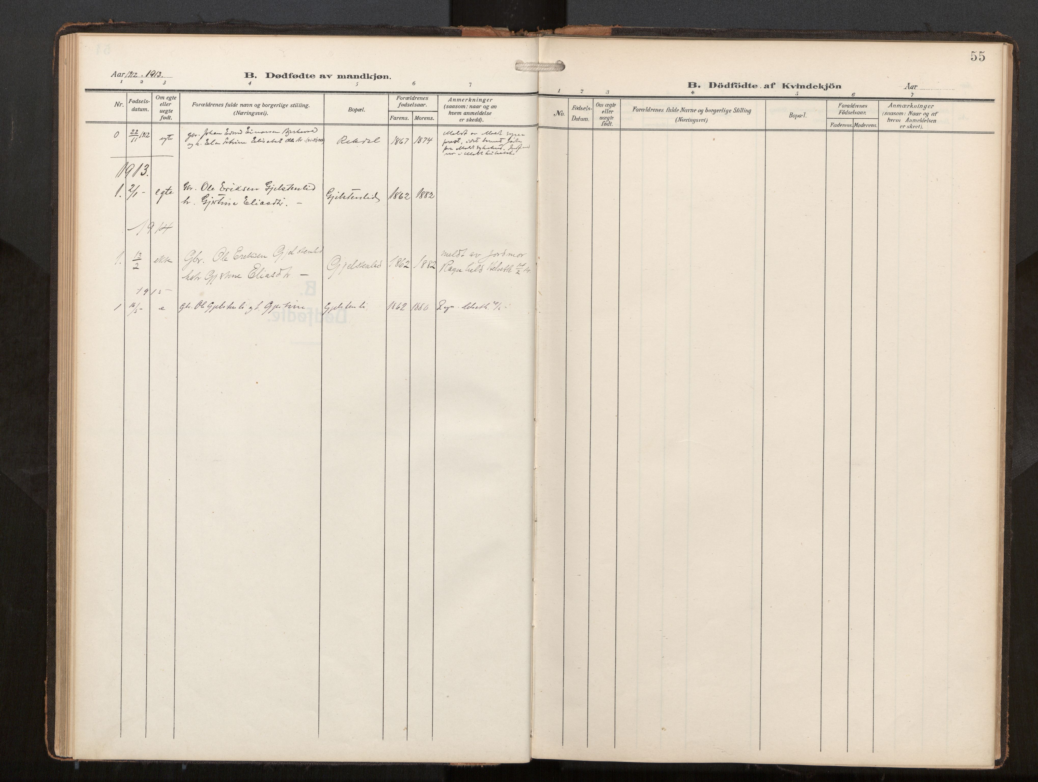 Ministerialprotokoller, klokkerbøker og fødselsregistre - Møre og Romsdal, SAT/A-1454/540/L0540b: Parish register (official) no. 540A03, 1909-1932, p. 55