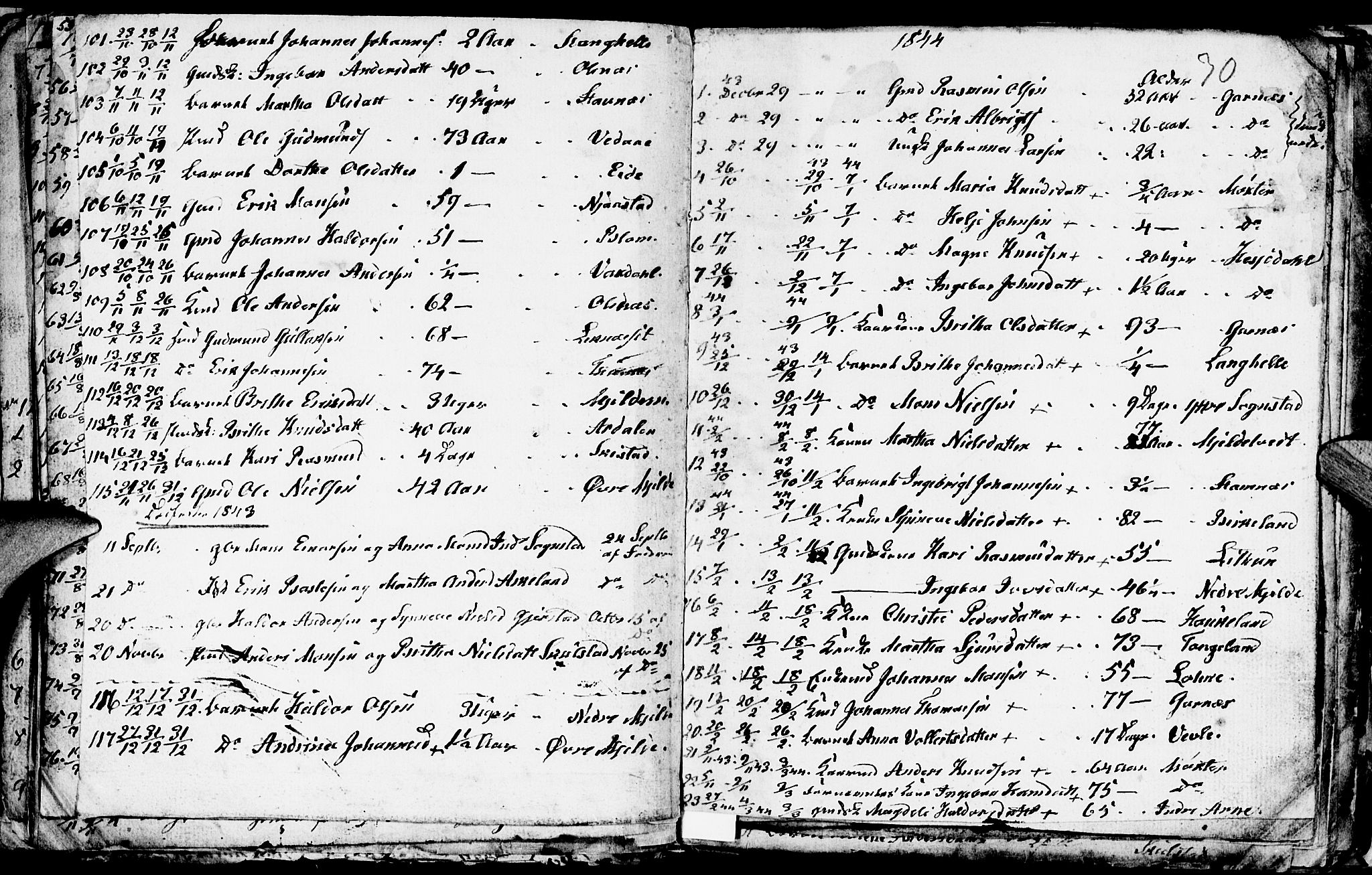 Haus sokneprestembete, SAB/A-75601/H/Hab: Parish register (copy) no. A 1, 1830-1855, p. 70