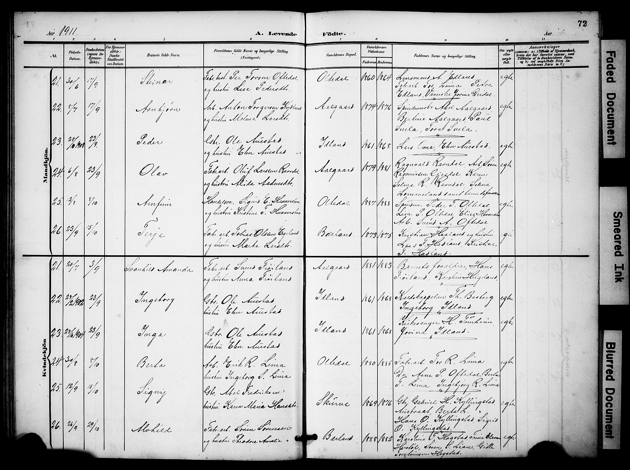 Lye sokneprestkontor, AV/SAST-A-101794/001/30BB/L0009: Parish register (copy) no. B 9, 1902-1923, p. 72