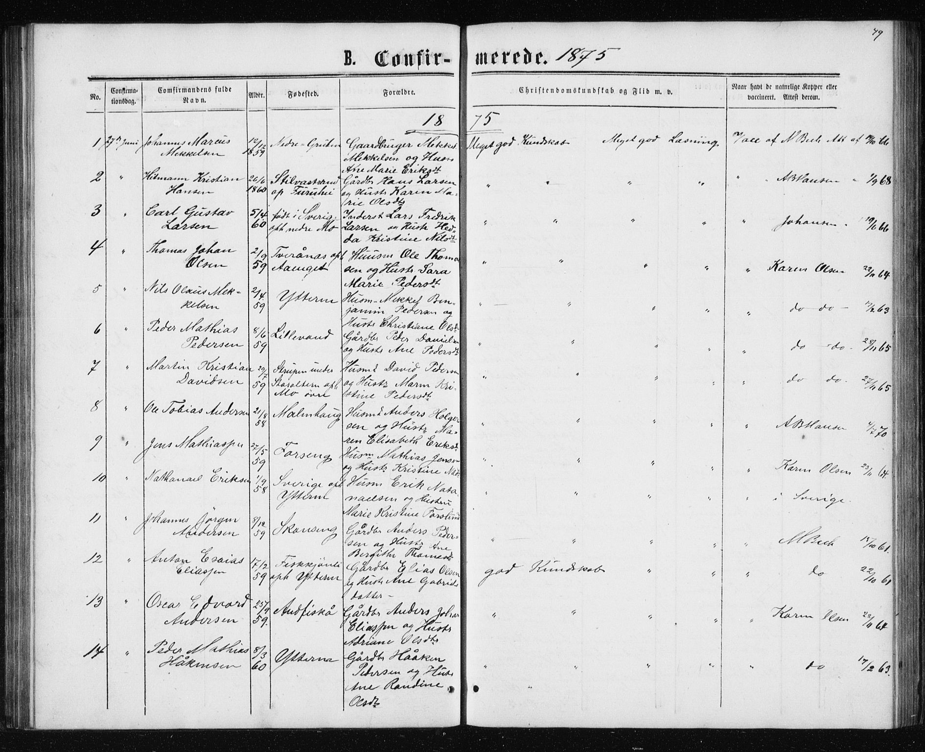 Ministerialprotokoller, klokkerbøker og fødselsregistre - Nordland, AV/SAT-A-1459/827/L0416: Parish register (copy) no. 827C05, 1865-1886, p. 49