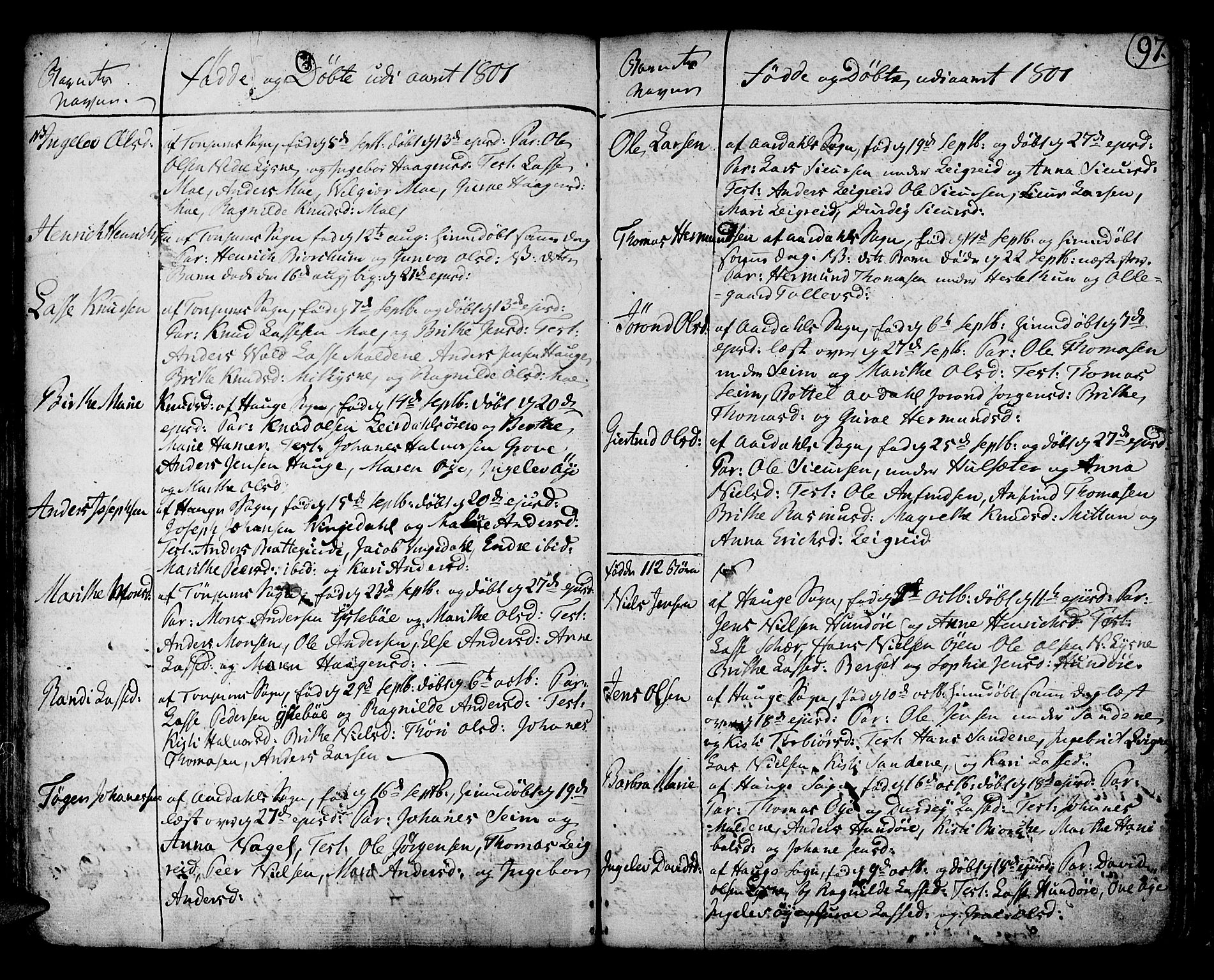 Lærdal sokneprestembete, SAB/A-81201: Parish register (official) no. A 3, 1783-1804, p. 97