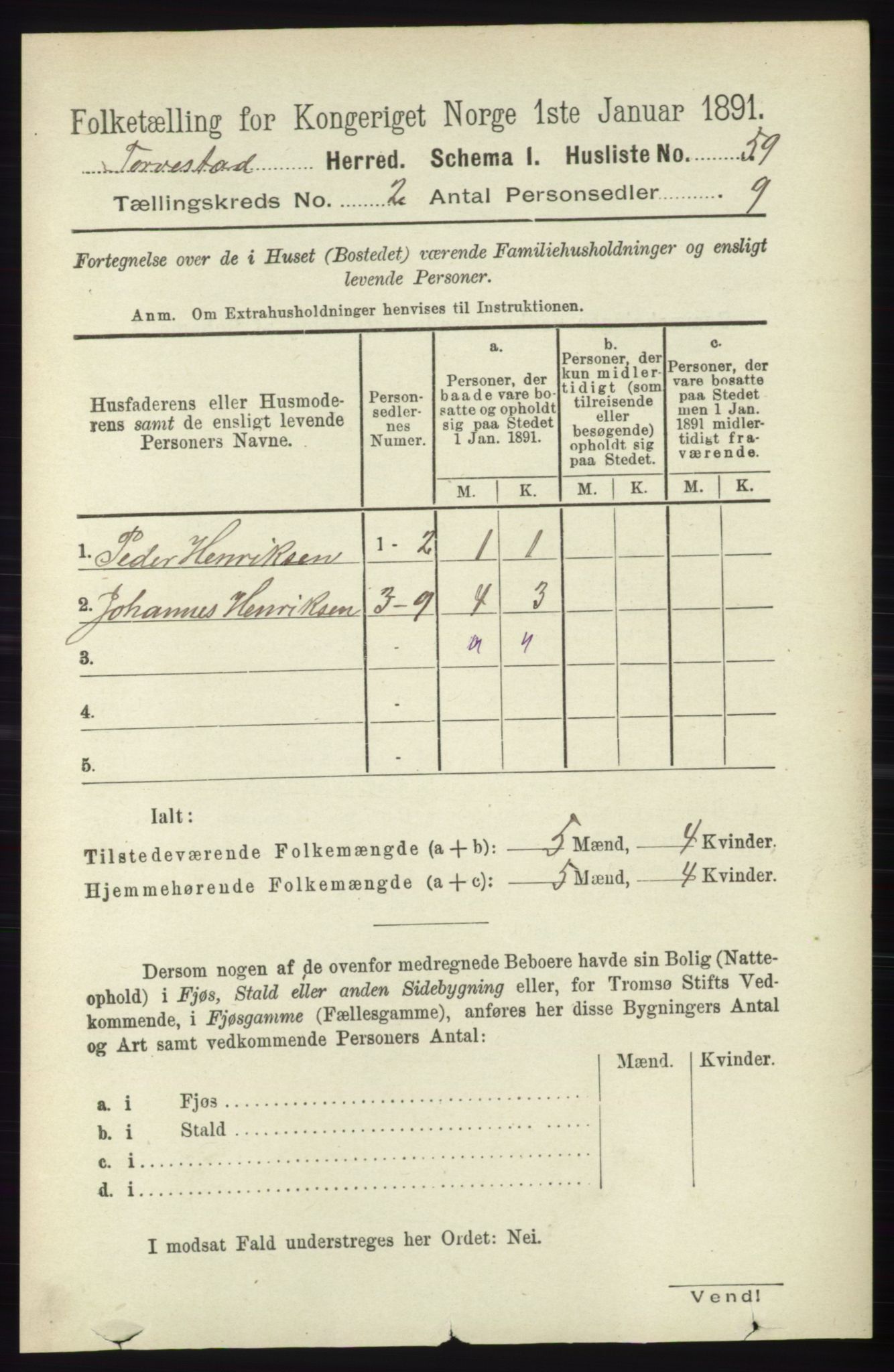 RA, 1891 census for 1152 Torvastad, 1891, p. 507