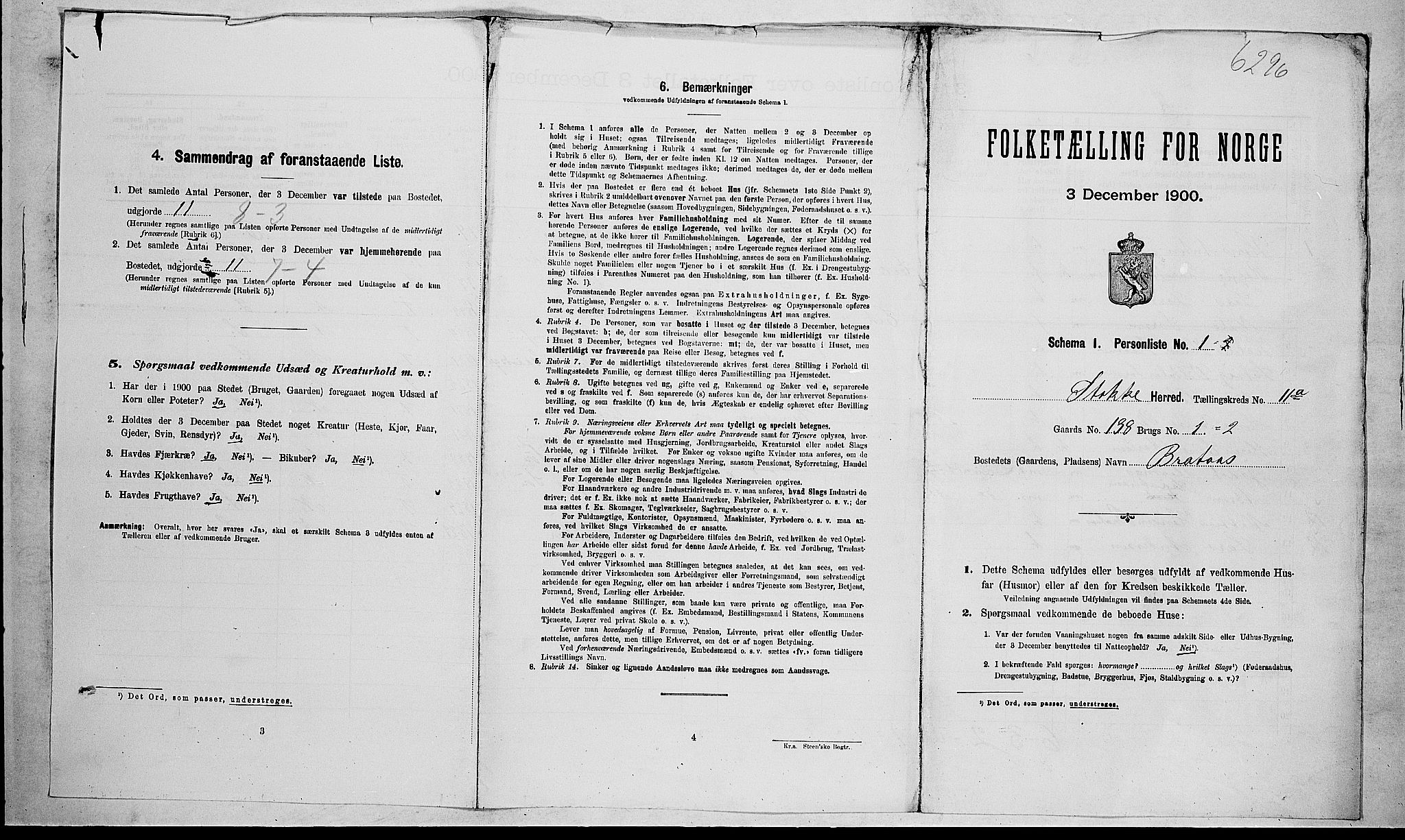 RA, 1900 census for Stokke, 1900, p. 1750