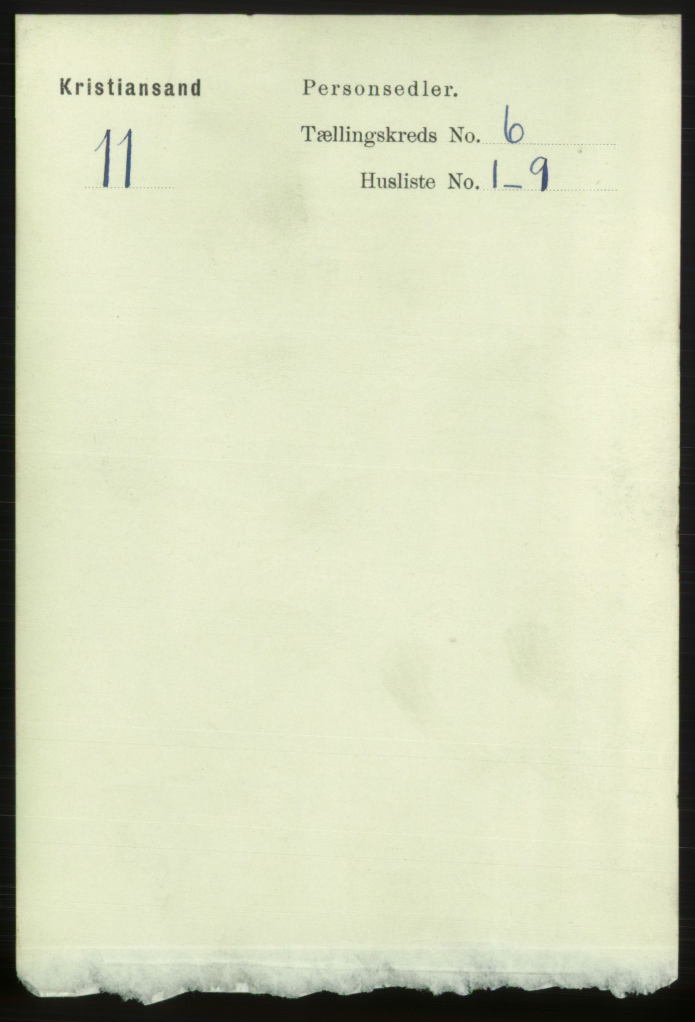 RA, 1891 census for 1001 Kristiansand, 1891, p. 4434