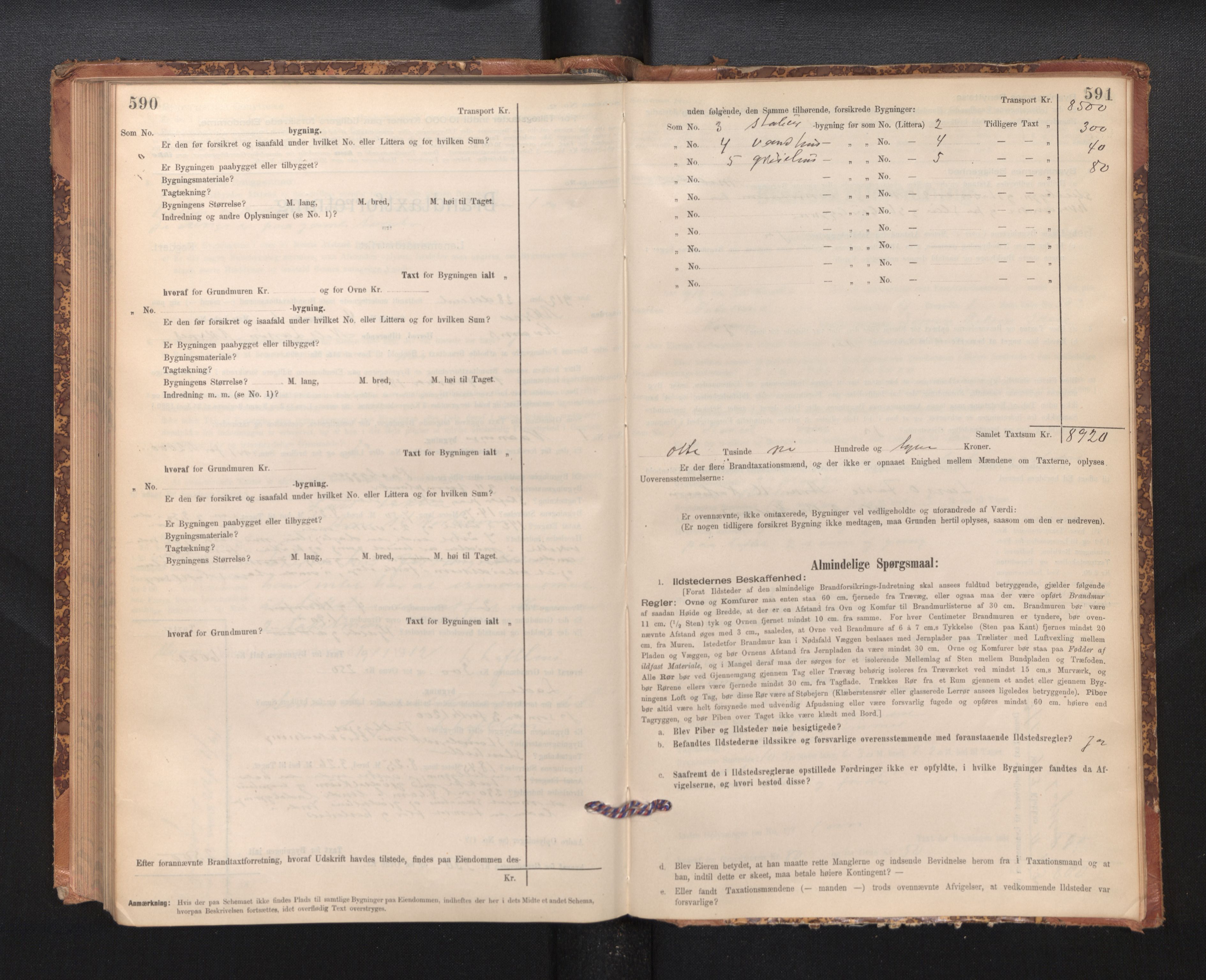 Lensmannen i Kvam, SAB/A-33201/0012/L0005: Branntakstprotokoll, skjematakst, 1894-1913, p. 590-591