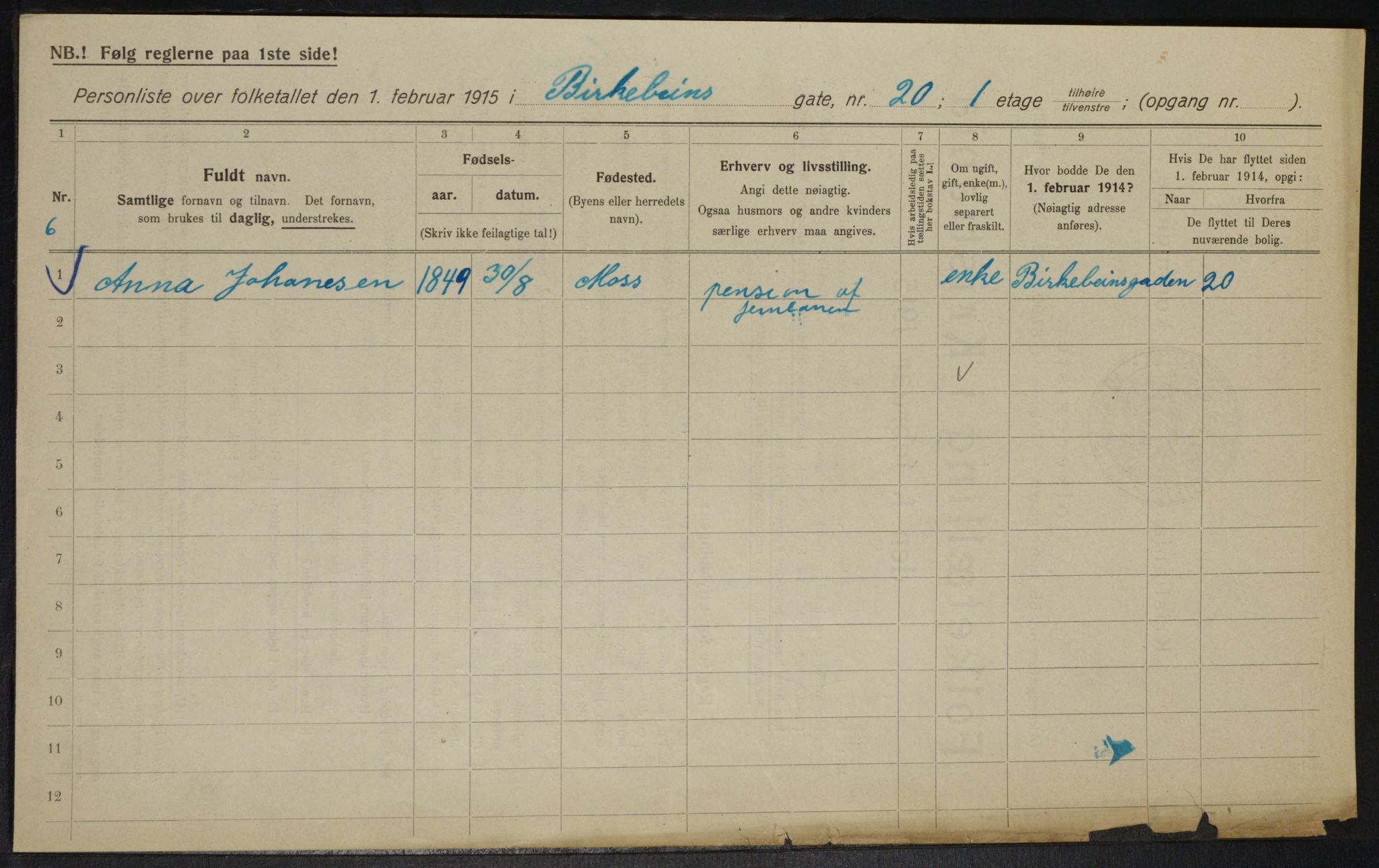 OBA, Municipal Census 1915 for Kristiania, 1915, p. 5050