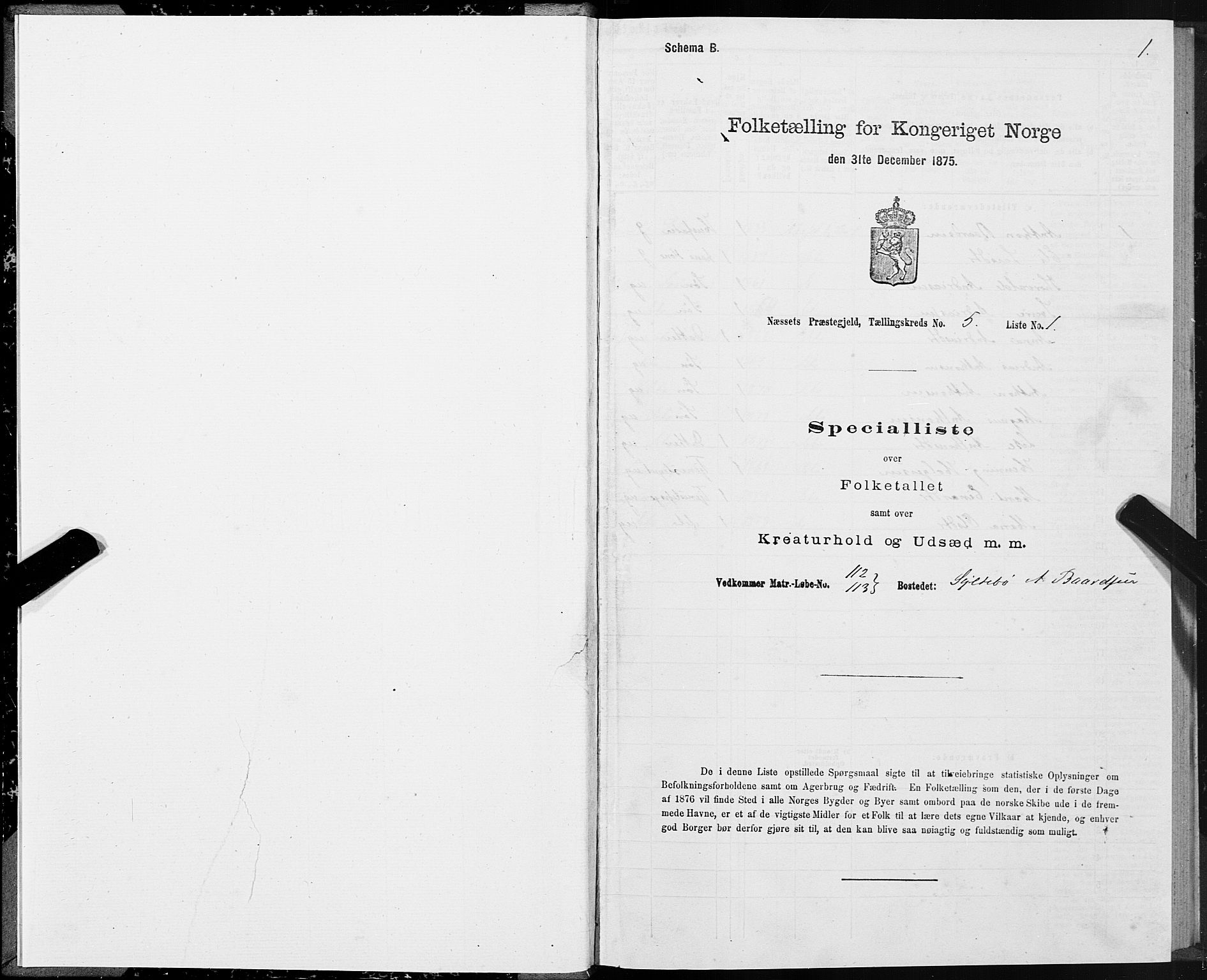 SAT, 1875 census for 1543P Nesset, 1875, p. 3001