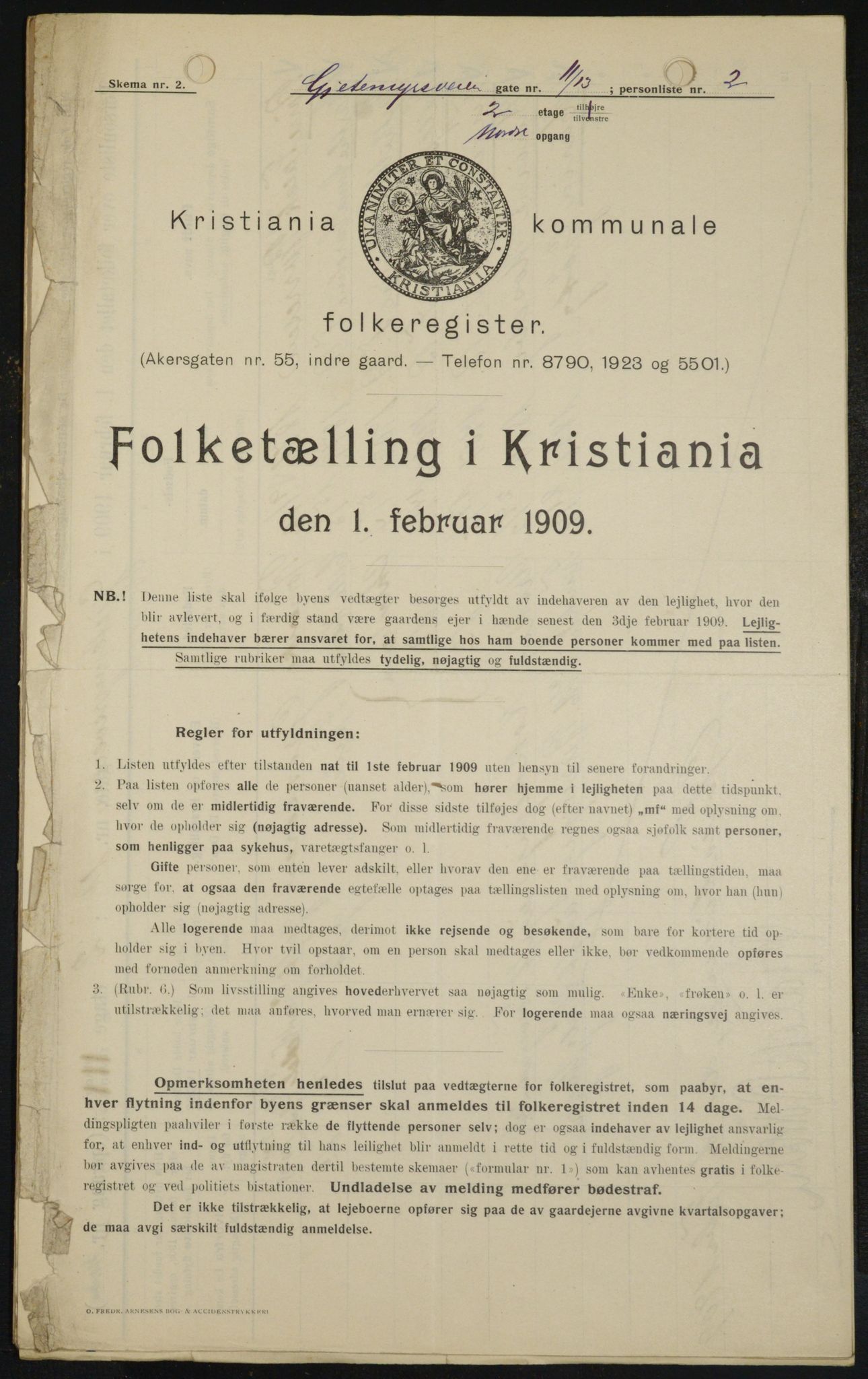 OBA, Municipal Census 1909 for Kristiania, 1909, p. 26145