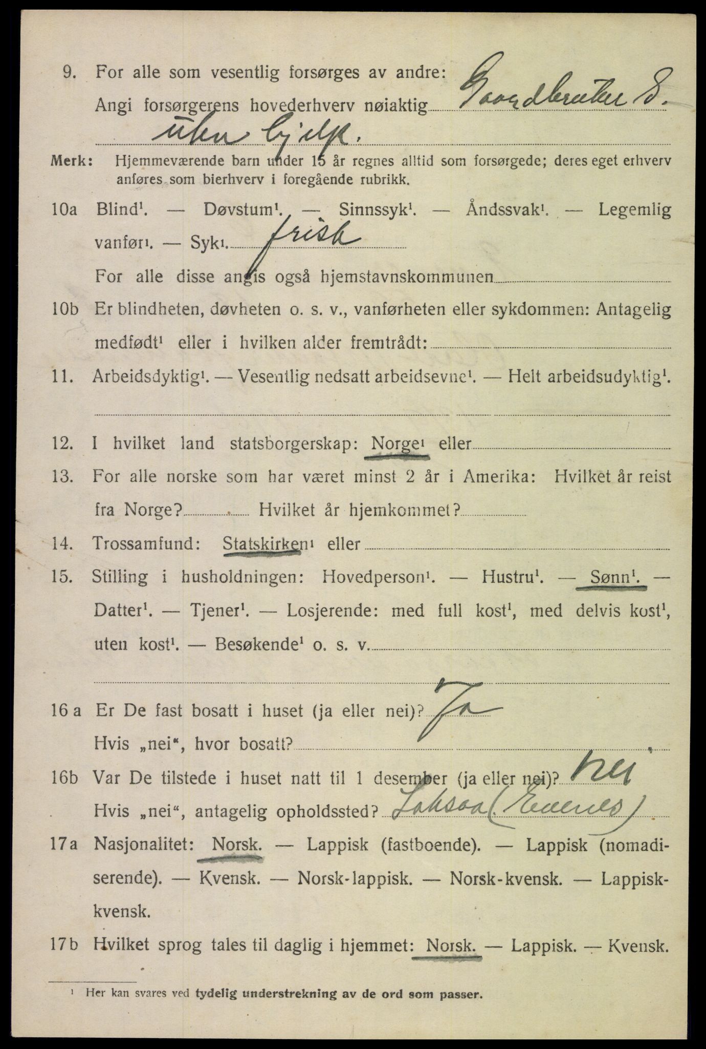 SAT, 1920 census for Evenes, 1920, p. 3583